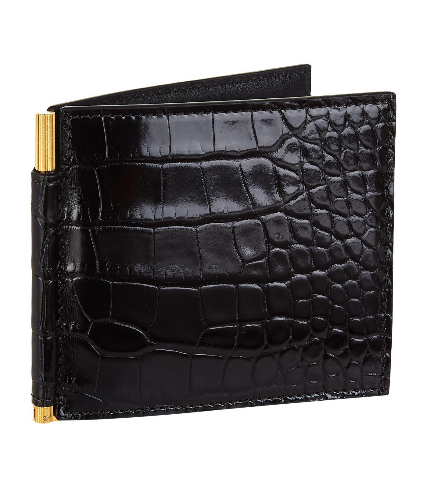 Tom Ford Alligator Money Clip Bifold Wallet in Black for Men | Lyst