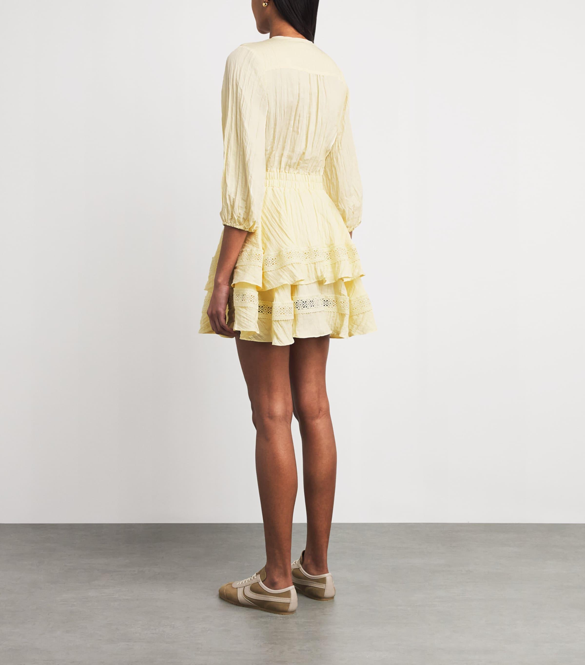maje yellow lace dress Short ruffled dress Yellow / Orange For Women