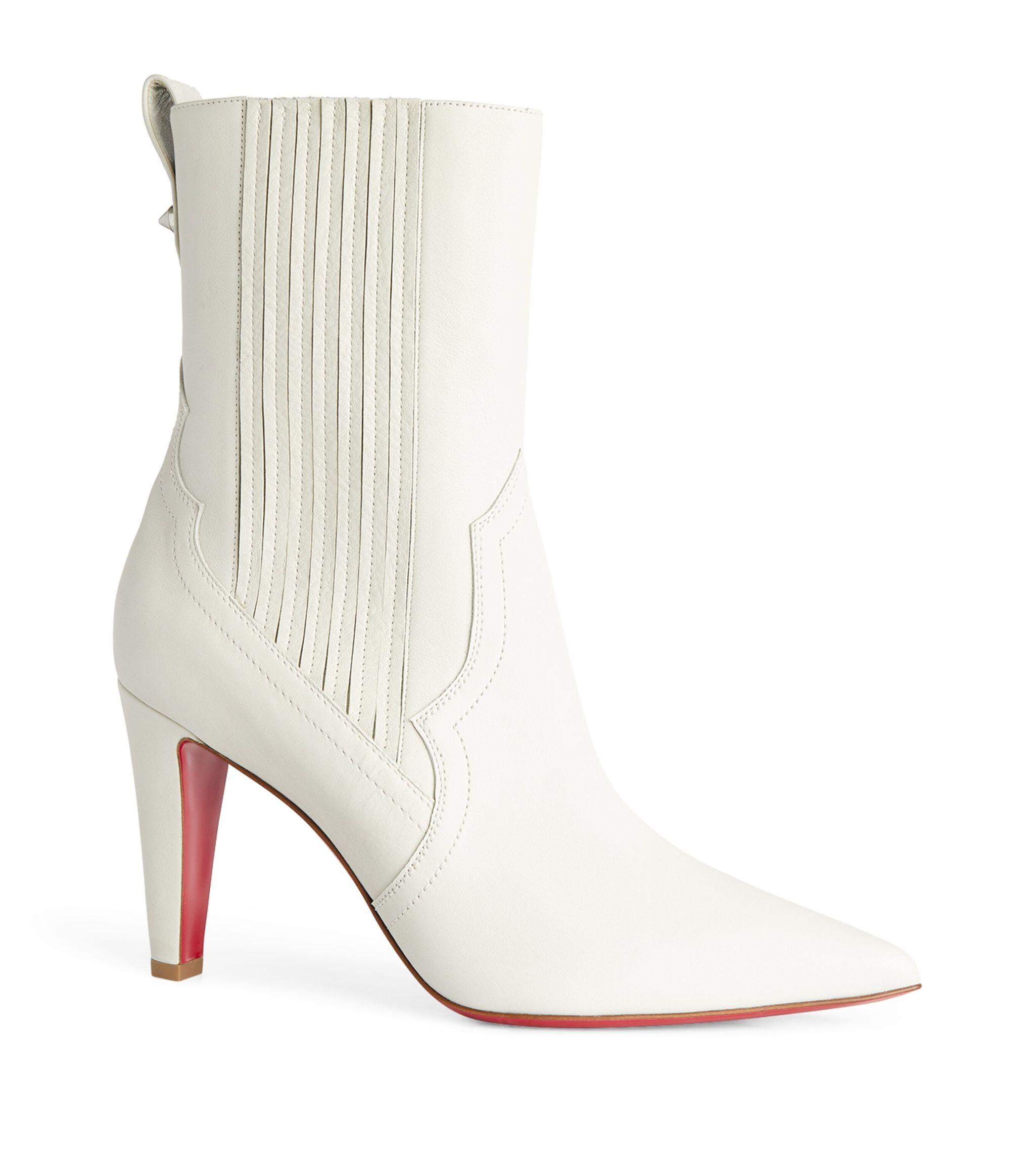 Christian Louboutin Santigag Leather Ankle Boots 85 in White