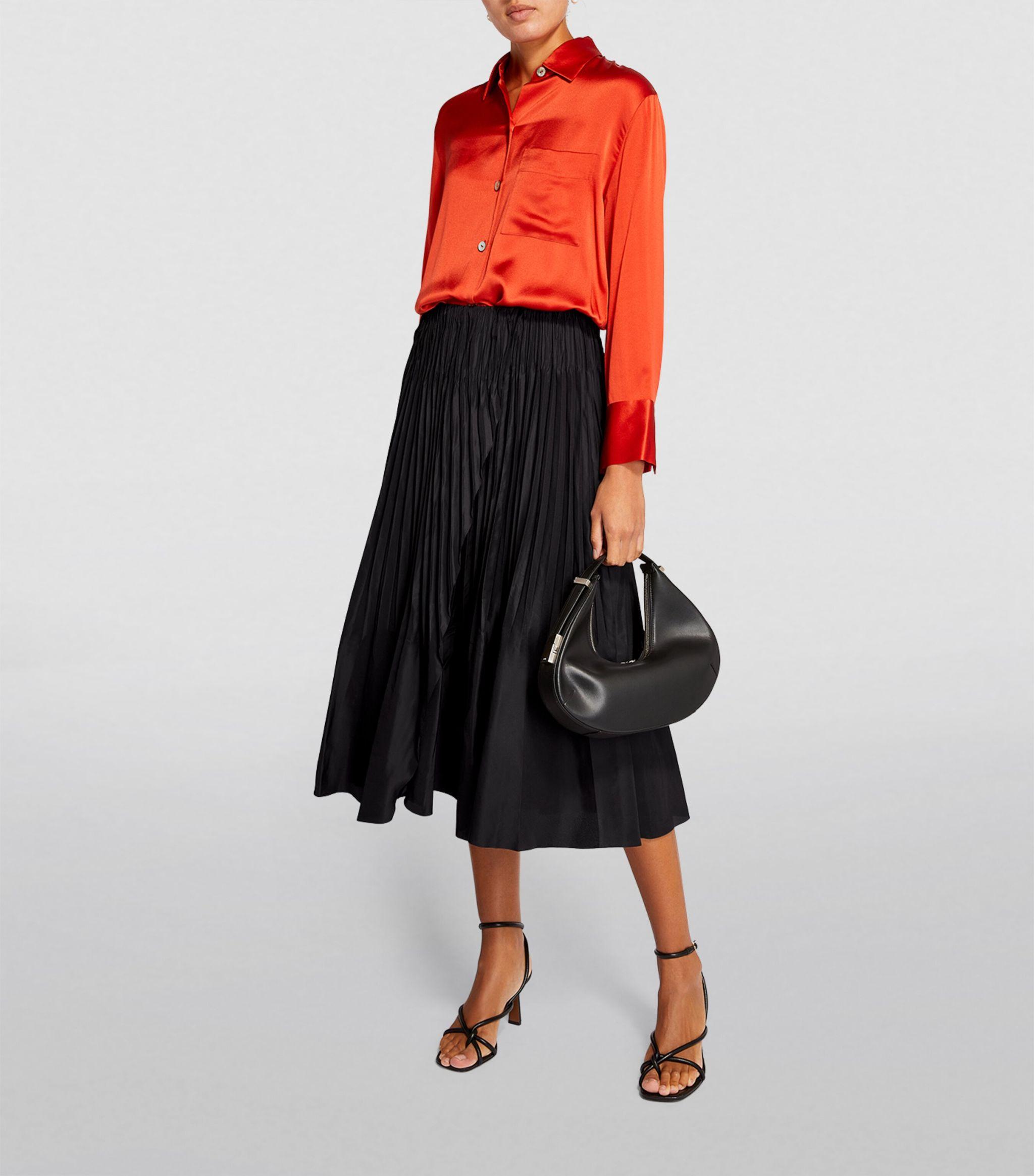 Vince leather top pleated skirt