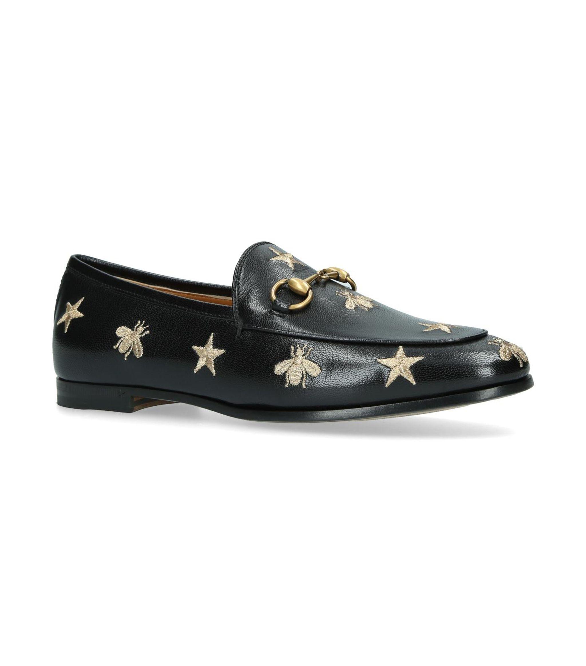 gucci jordaan embroidered leather loafer