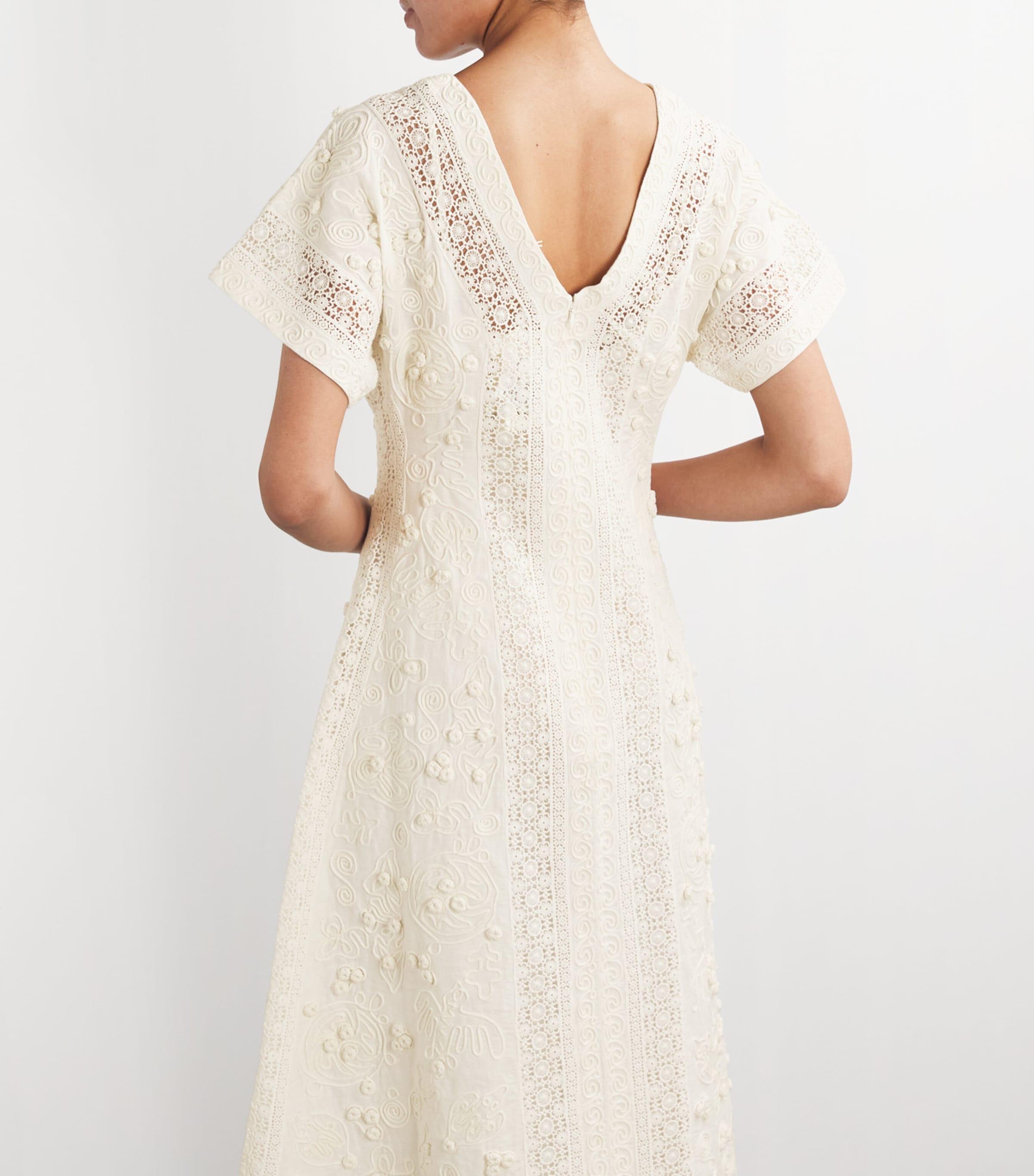 Tory Burch Linen-Cotton Embroidered Midi Dress in Natural | Lyst UK Tory Burch Linen-Cotton Embroidered Midi Dress in Natural | Lyst UK