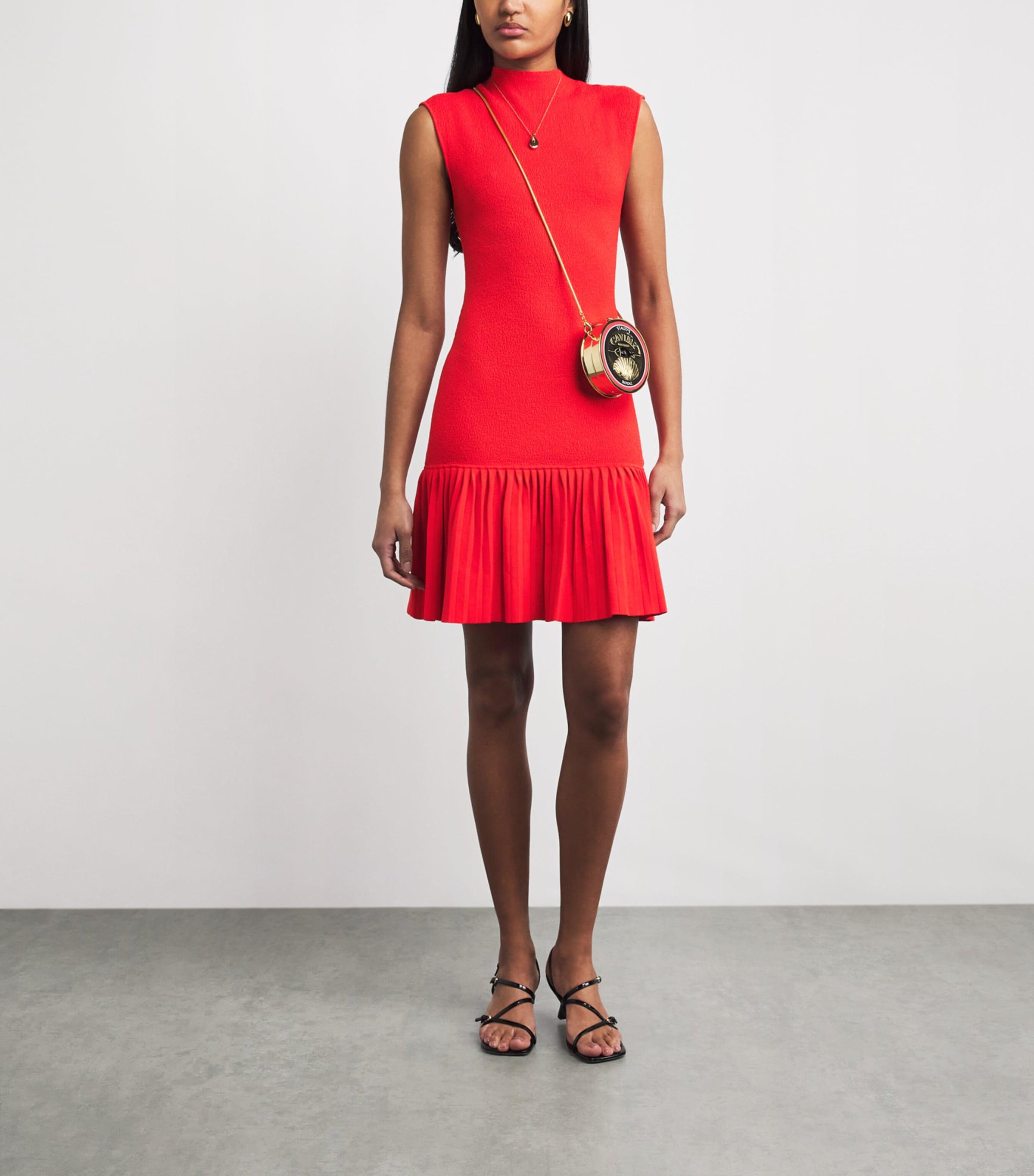 claudie pierlot red dress Claudie Pierlot Sleeveless Knit Dress With Pleated Hem