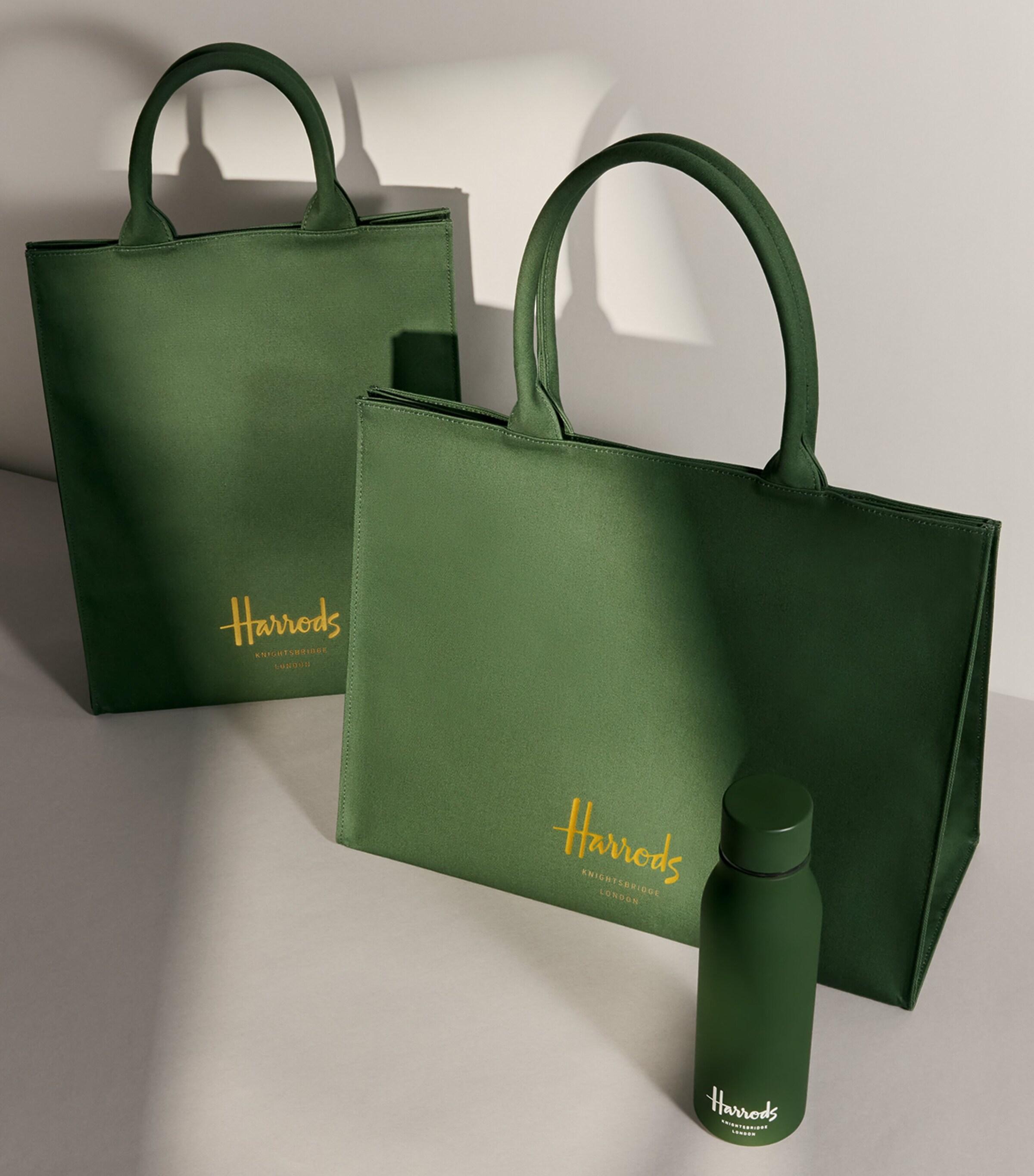 Harrods Large Cotton Logo Tote Bag in Green Lyst UK