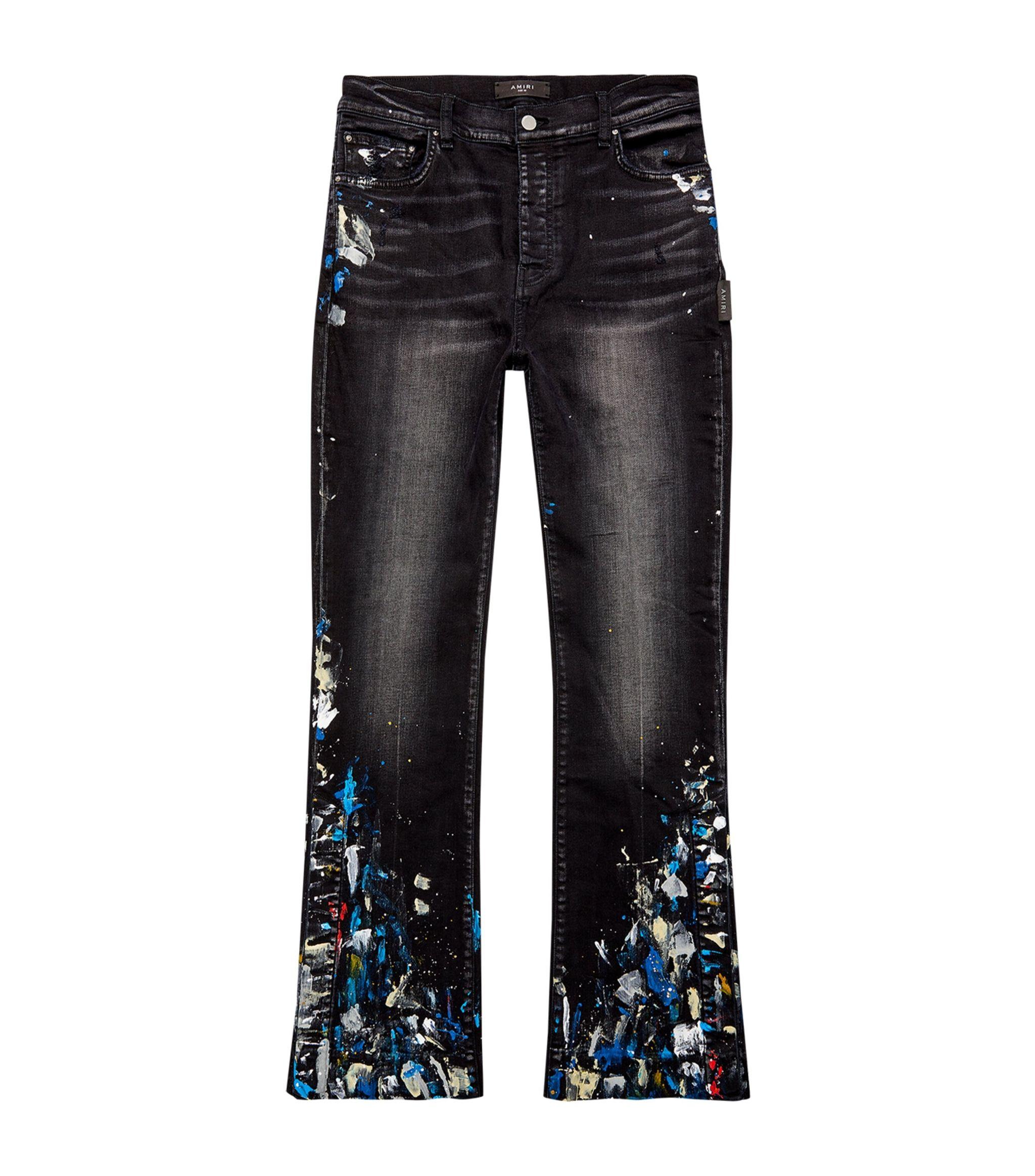 Amiri Paint Splatter Flared Jeans in Black for Men Lyst