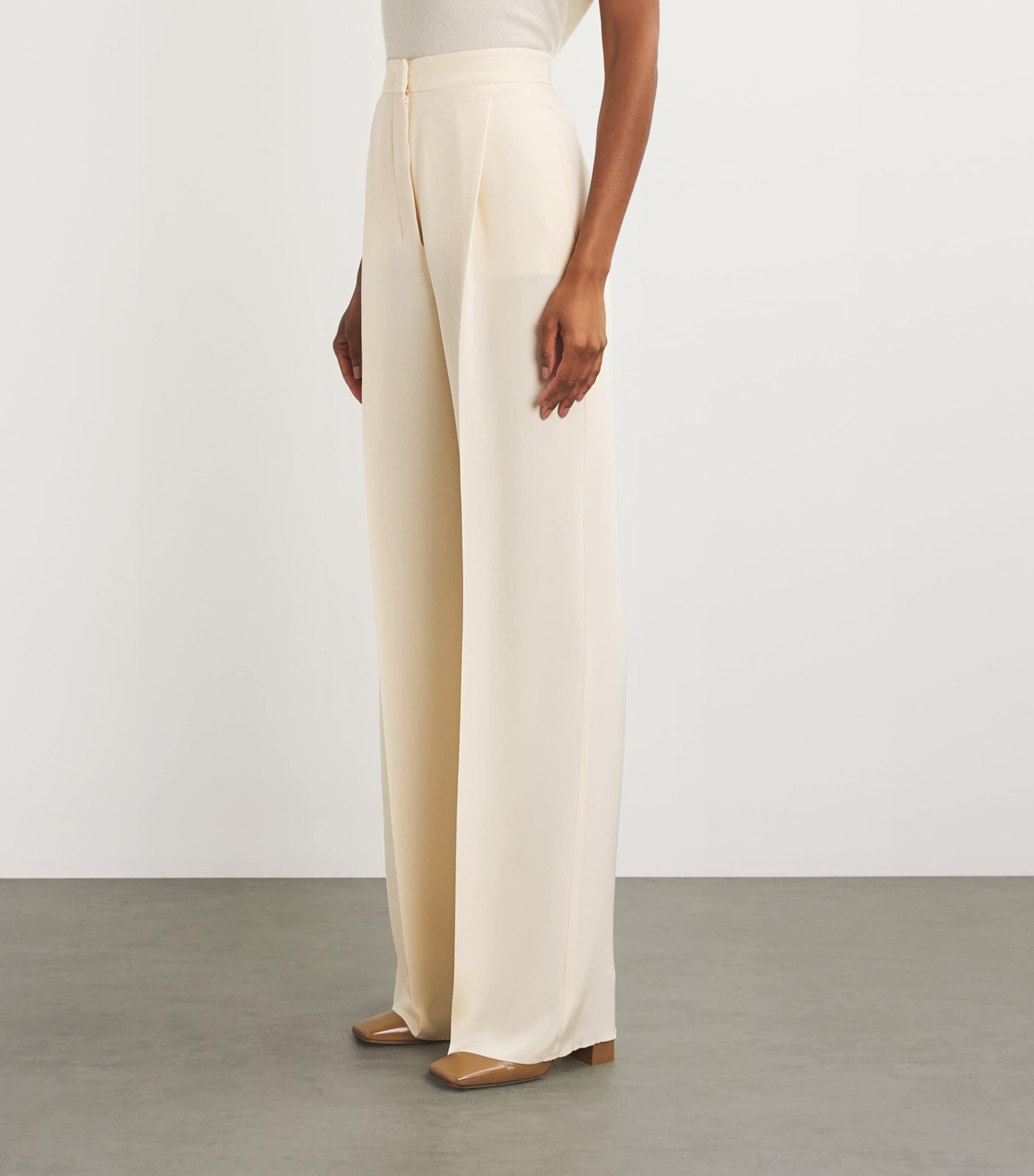 Max Mara Silk Wide-Leg Trousers in White Lyst UK