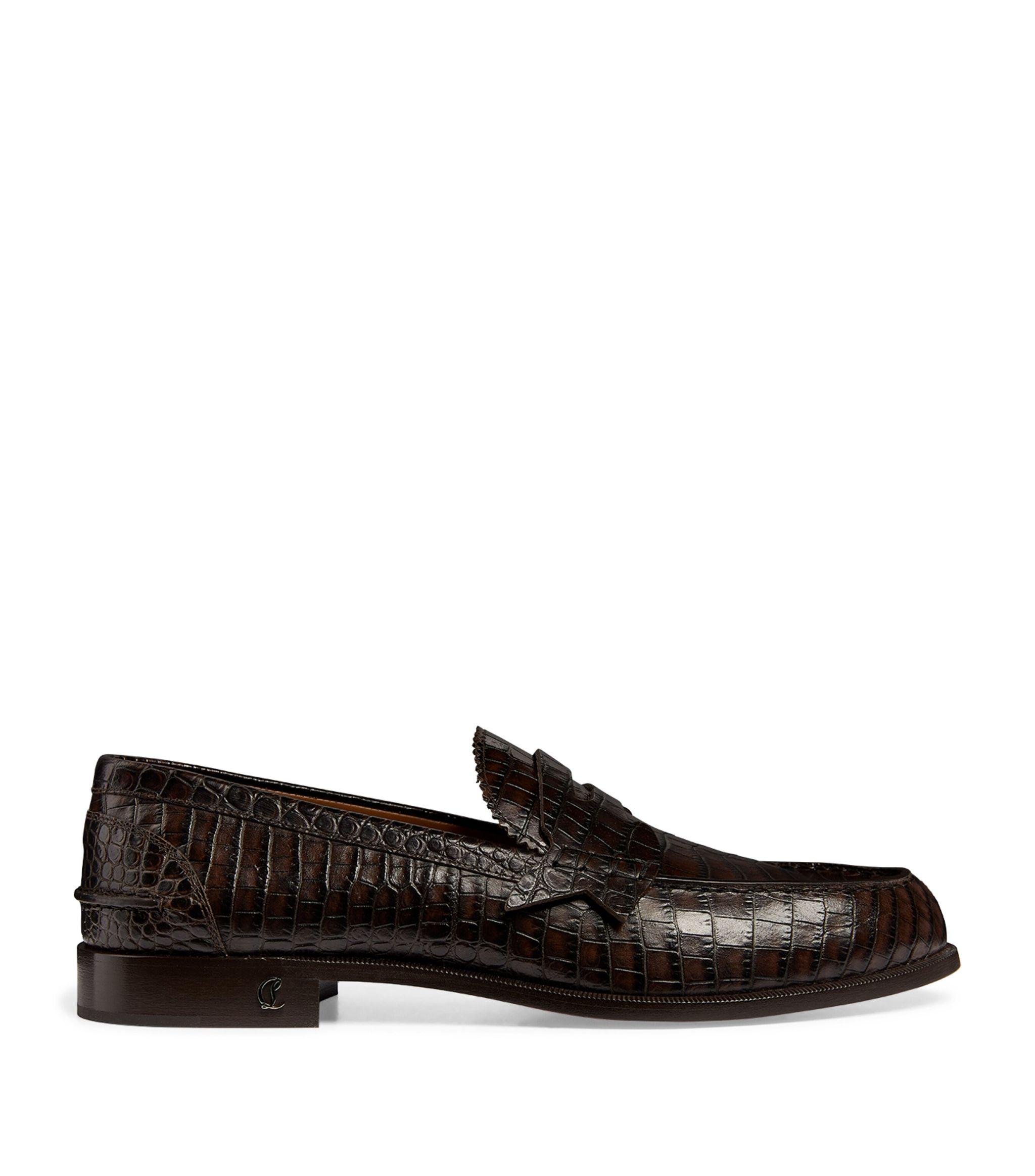 Christian Louboutin Croc-effect No Penny Loafers in Black for Men | Lyst