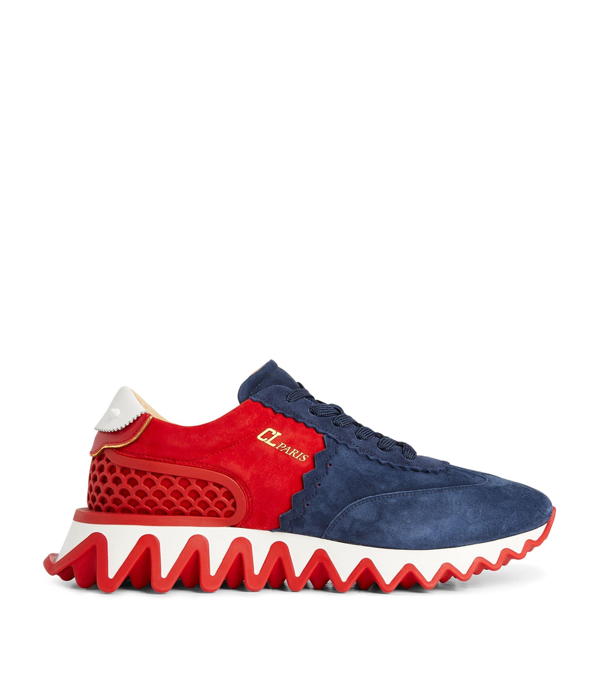 Christian Louboutin Loubishark Blue Suede Sneaker Christian Louboutin Mens Loubishark Flat Ludwig Blue Silver  main image 2