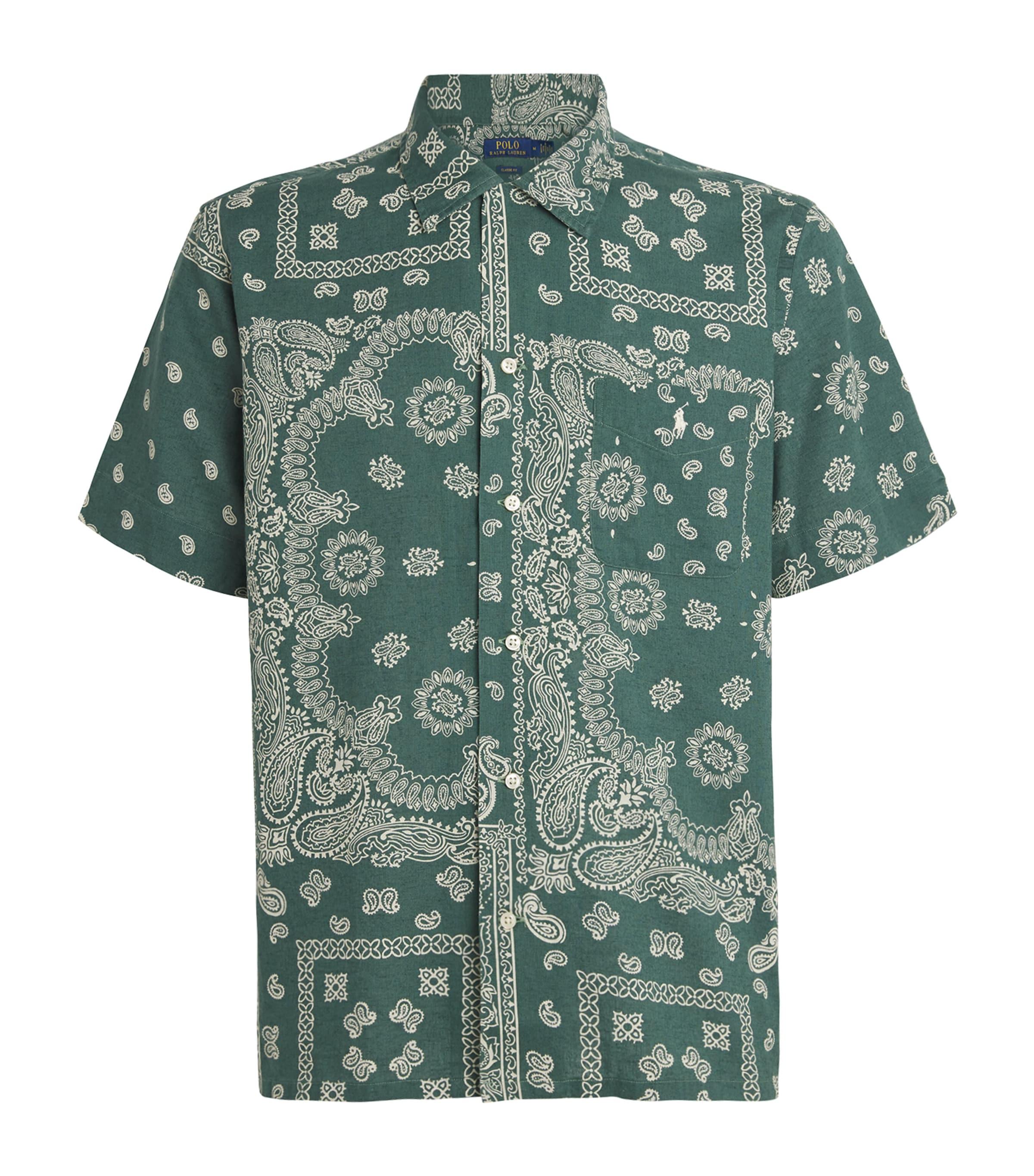 Polo Ralph Lauren Linen-Cotton Bandana-Print Short-Sleeve Shirt in