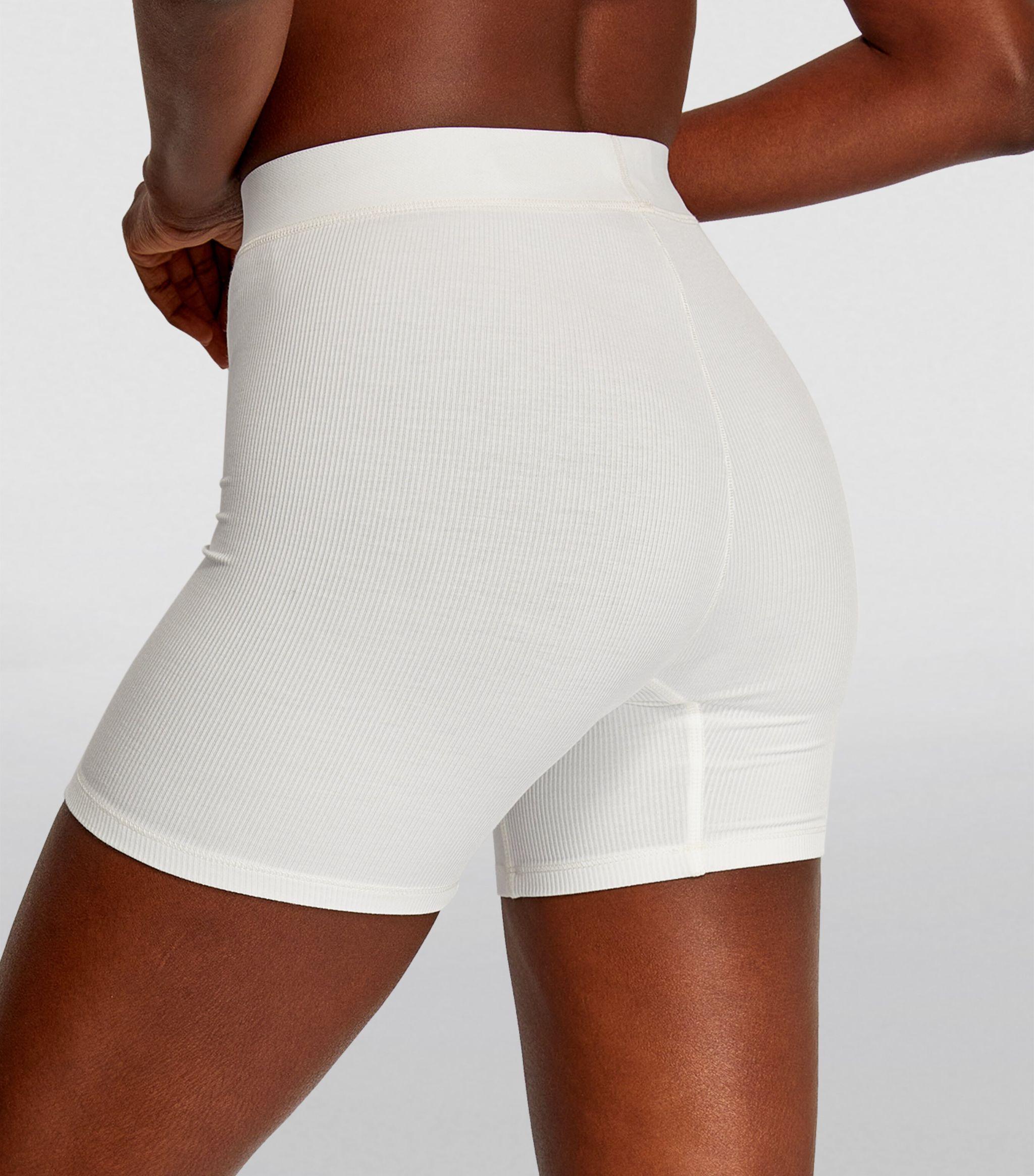 Skims Cotton Ribbed Boxer Shorts in White | Lyst