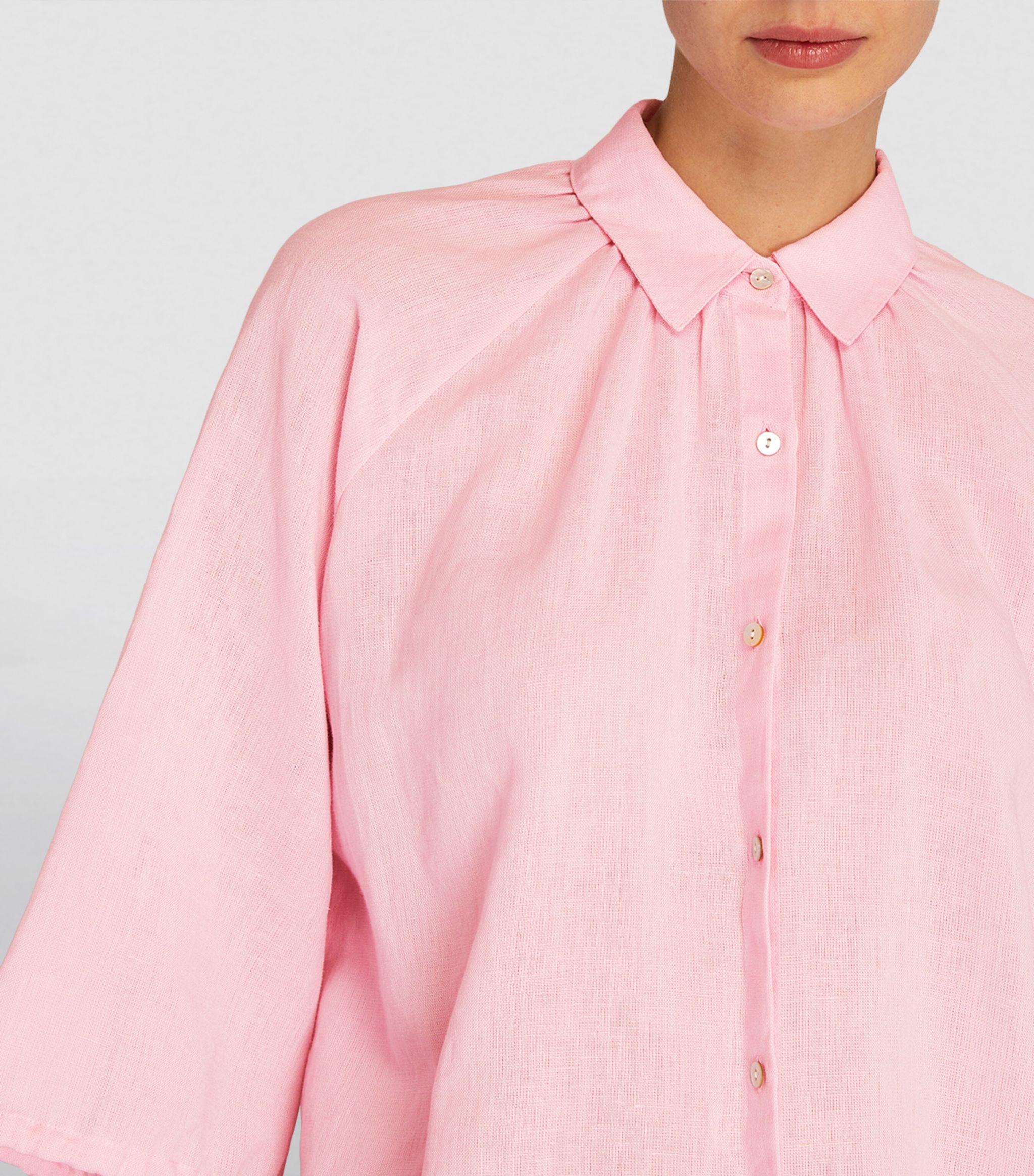 BOTEH La Ponche Shirt In White in Pink