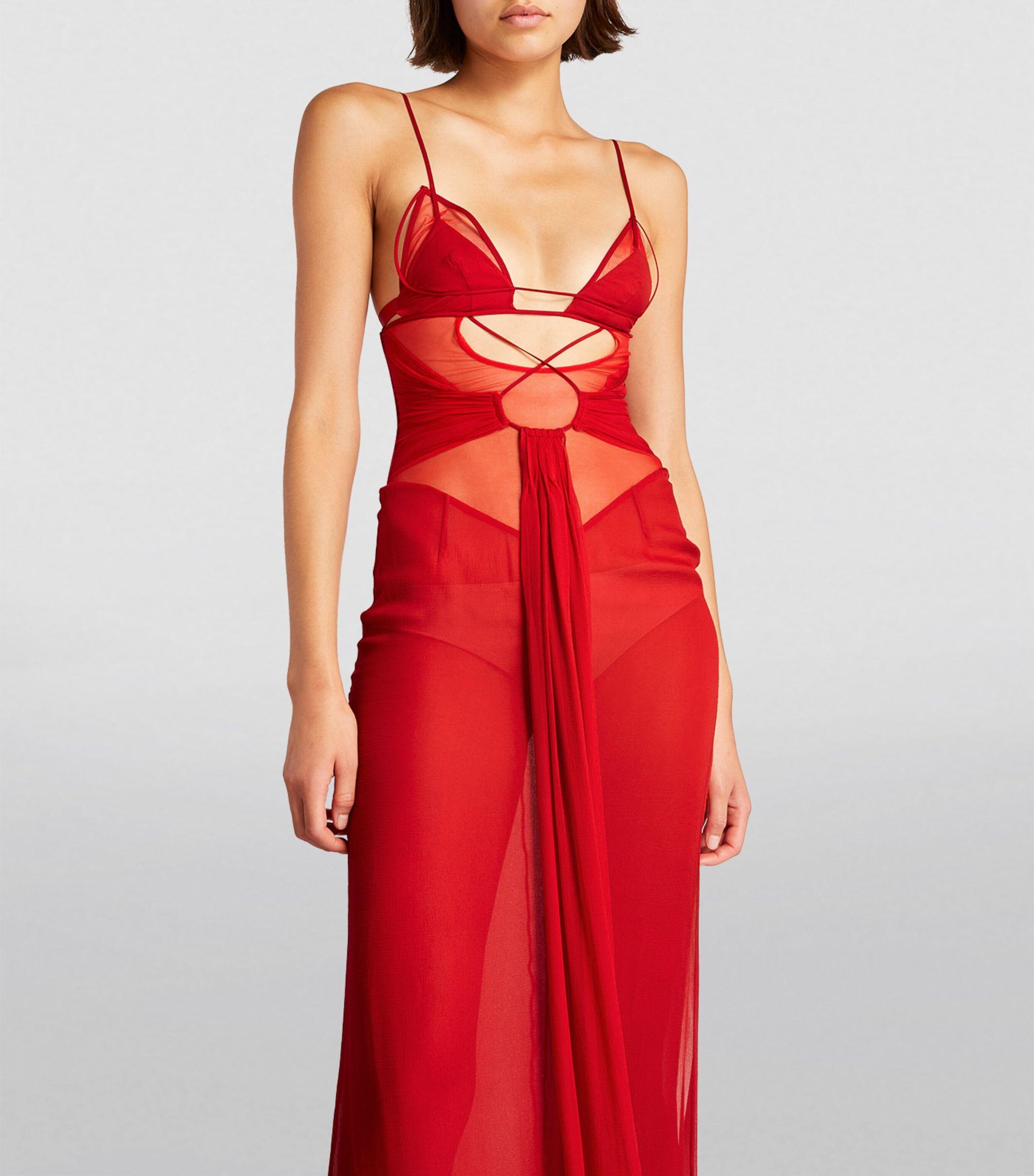 open lace back dress Nensi Dojaka V-Wire Maxi Dress