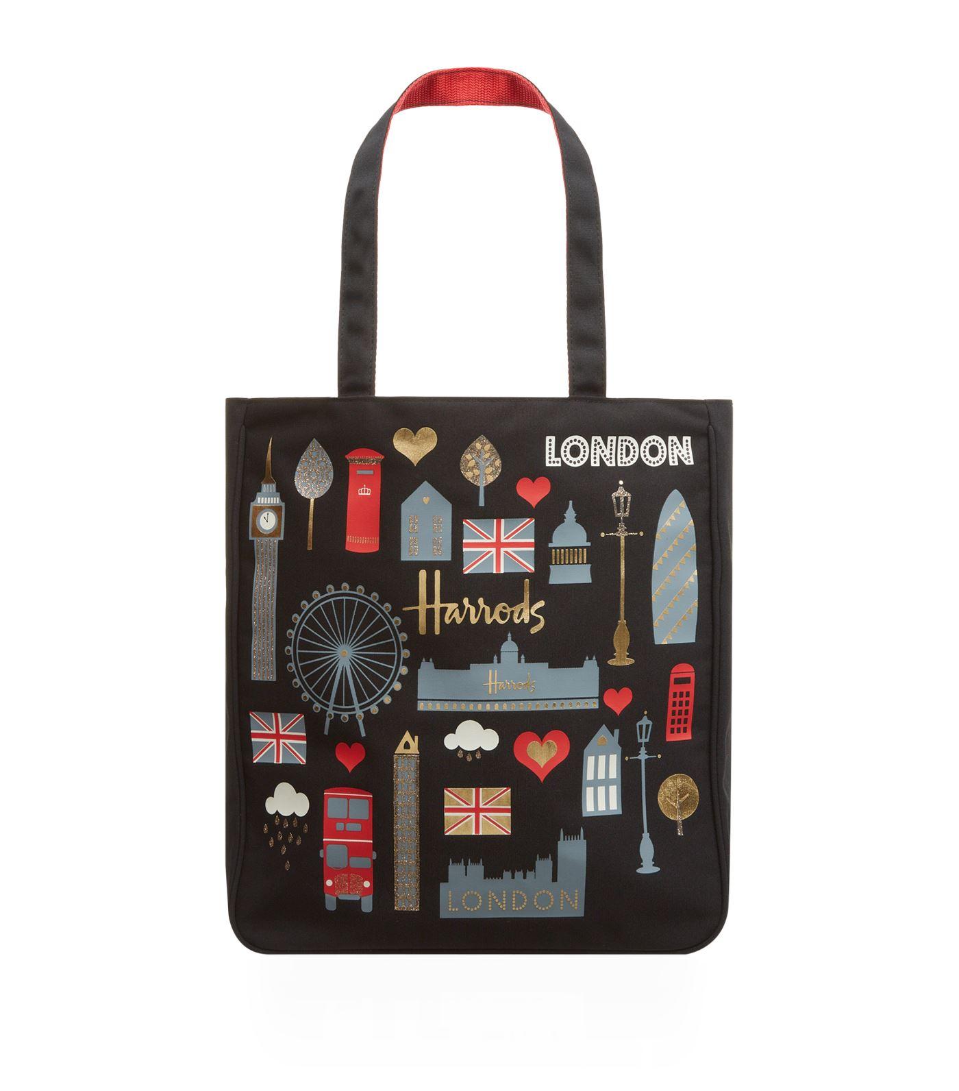 Harrods Synthetic London Glitter Tote Bag in Black - Lyst