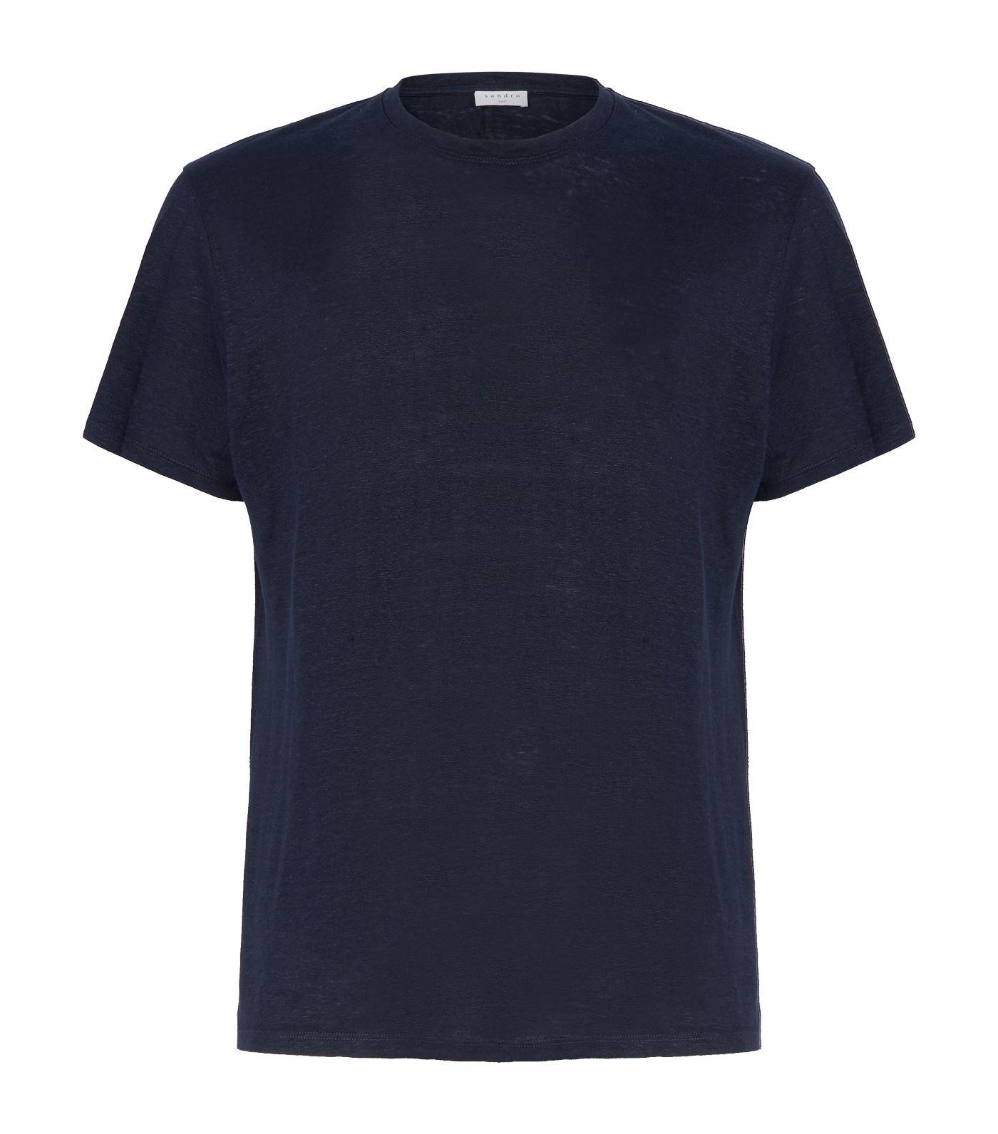 Sandro Linen T-shirt in Blue for Men - Save 1% - Lyst