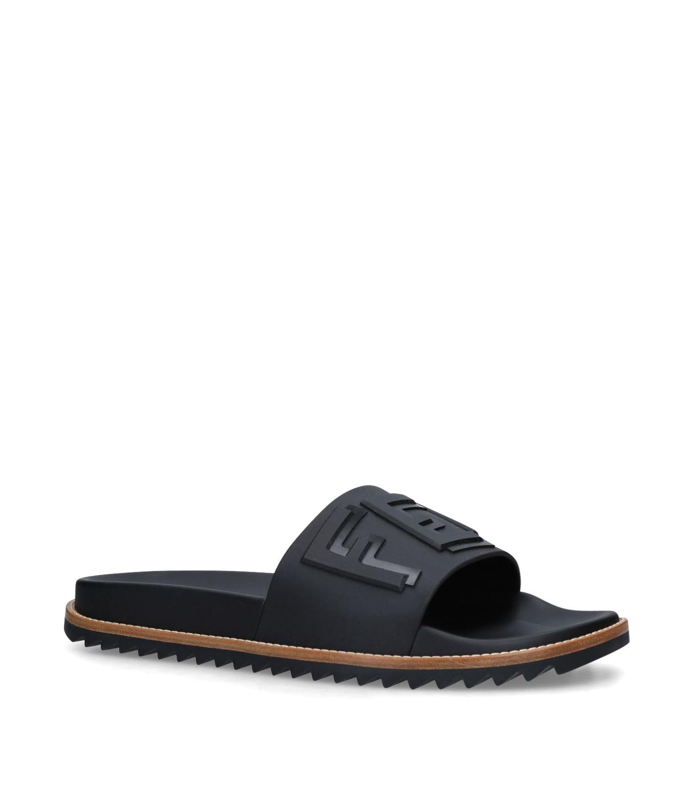 Fendi Logo Slides in Black for Men - Lyst