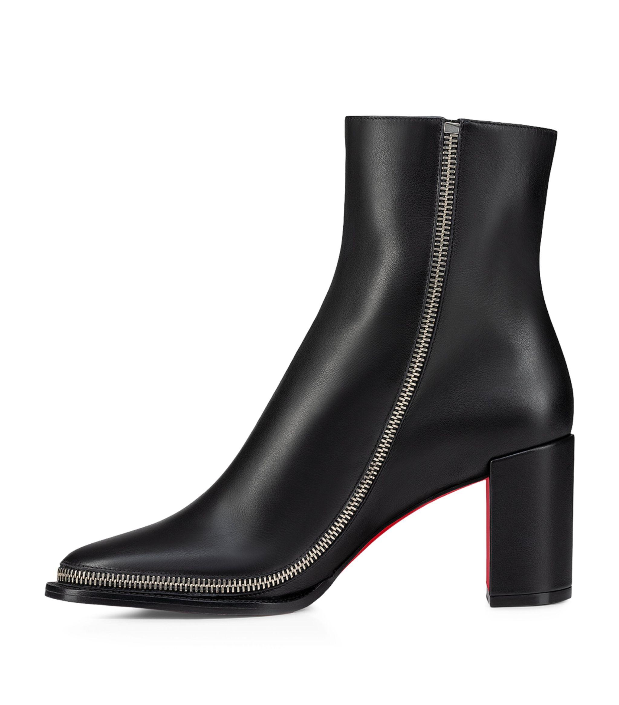 Christian Louboutin Cl Zip Booty 70 Logo-plaque Leather Heeled