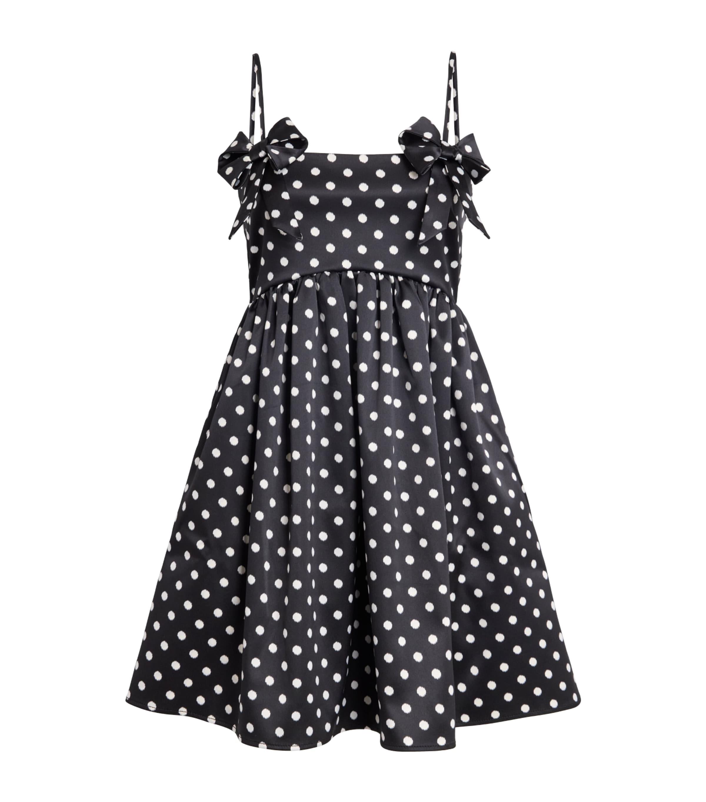 black satin polka dot dress Rihoas Polka Dot Ruched Deep V Neck Mini Dress