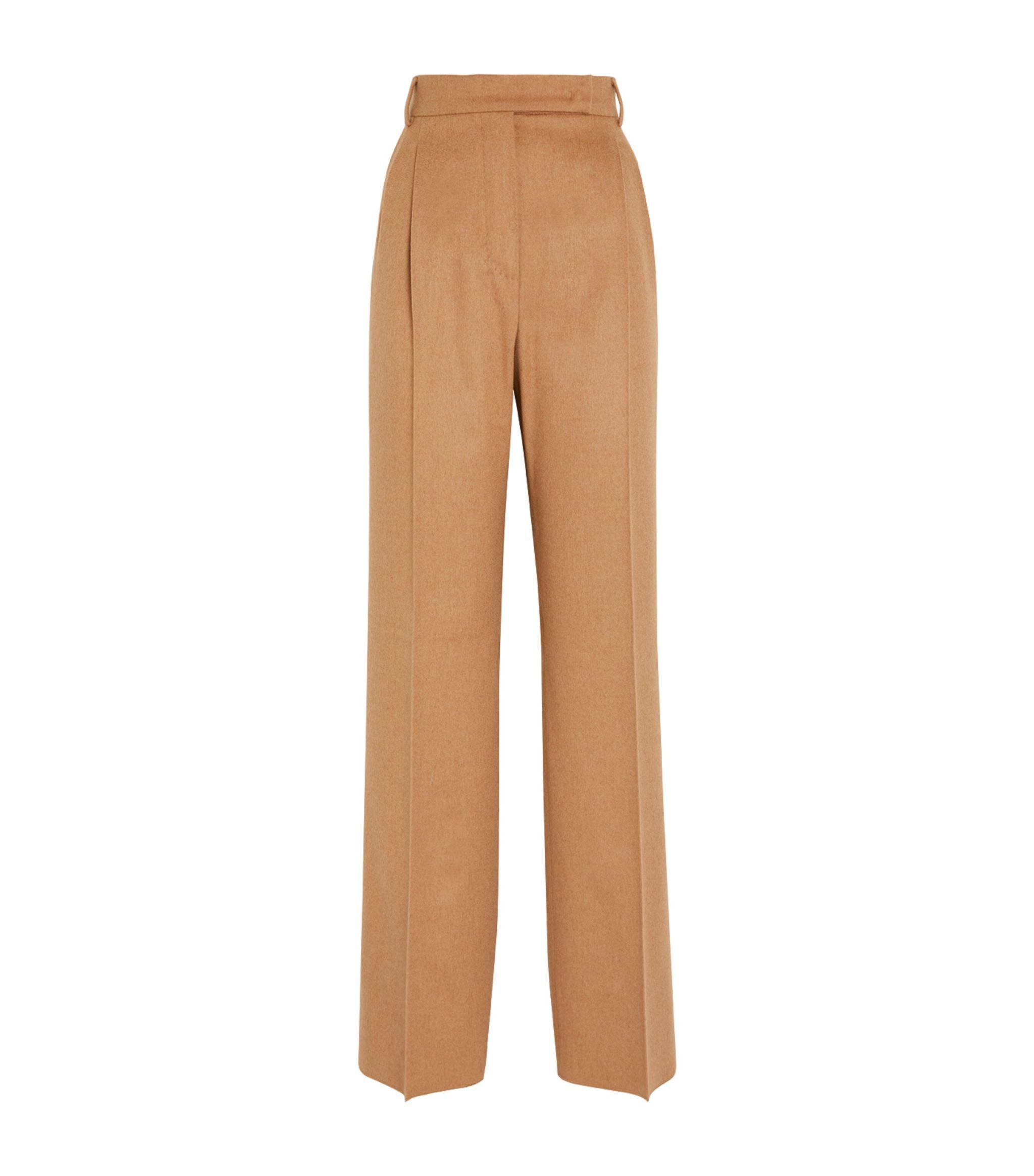 Max Mara Camel-wool Sand Trousers in Natural | Lyst