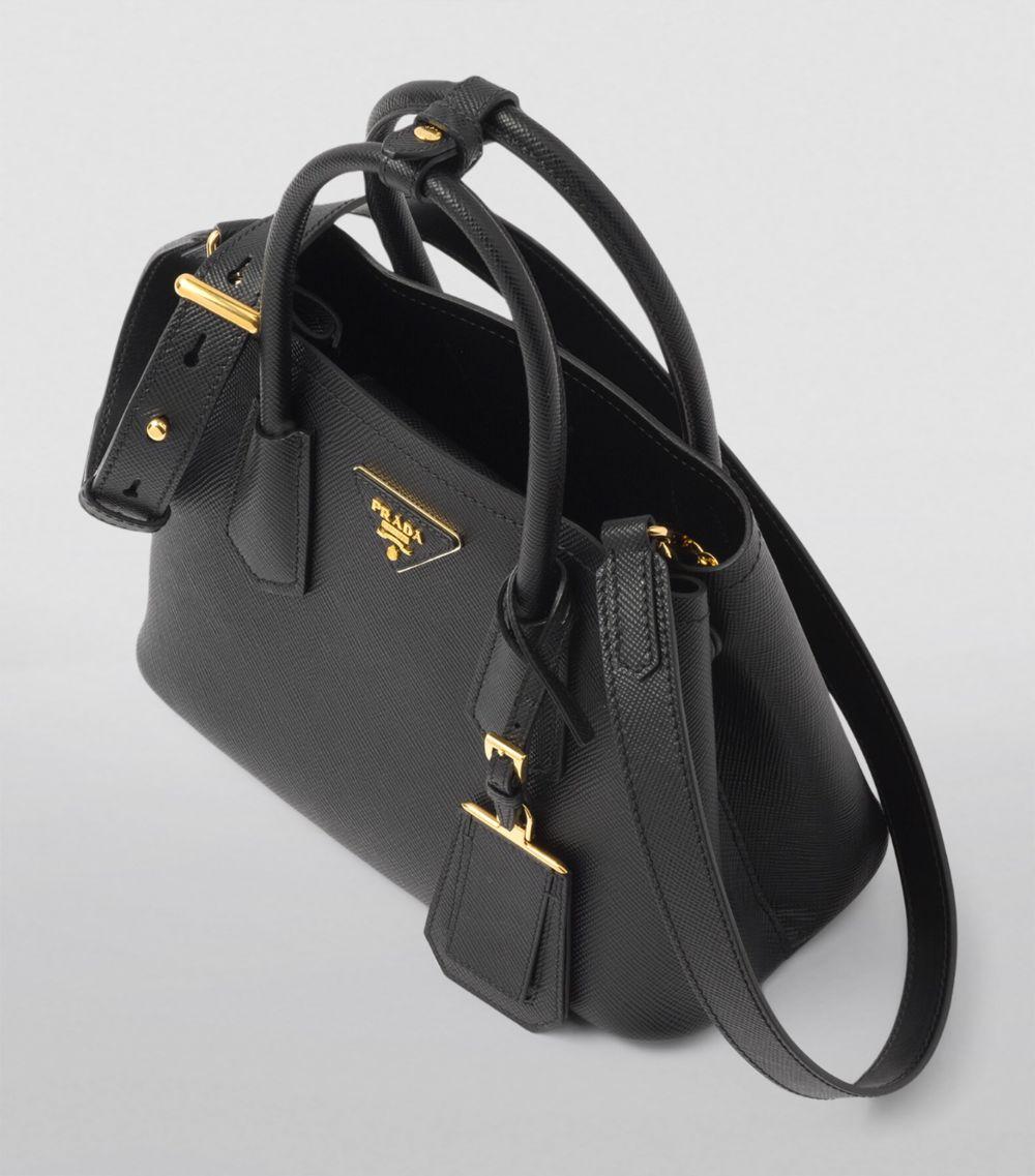 Prada Mini Saffiano Leather Double Top Handle Bag in Black Lyst UK