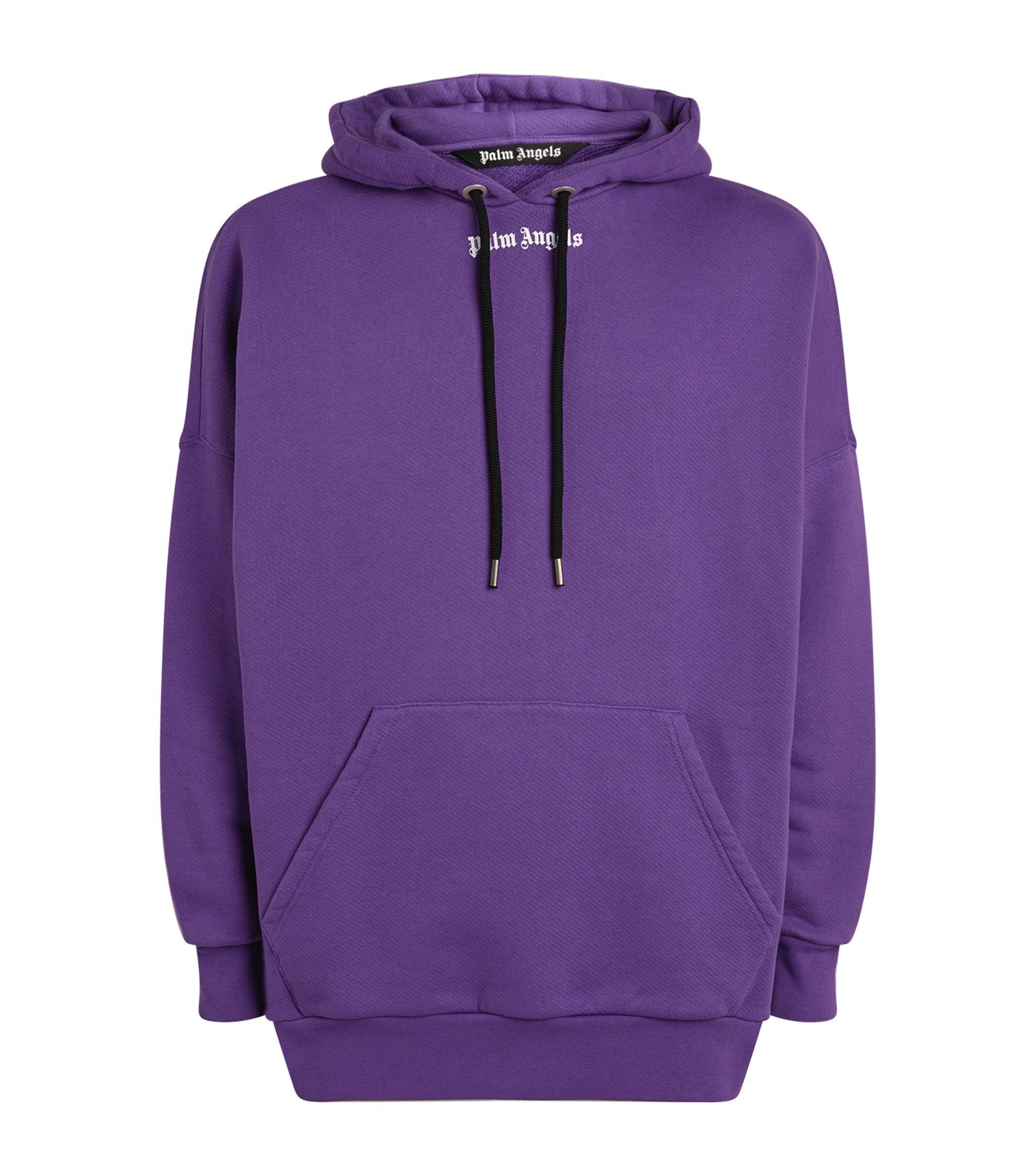 Palm Angels Cotton Oversized Logo Hoodie in Purple for Men - Lyst