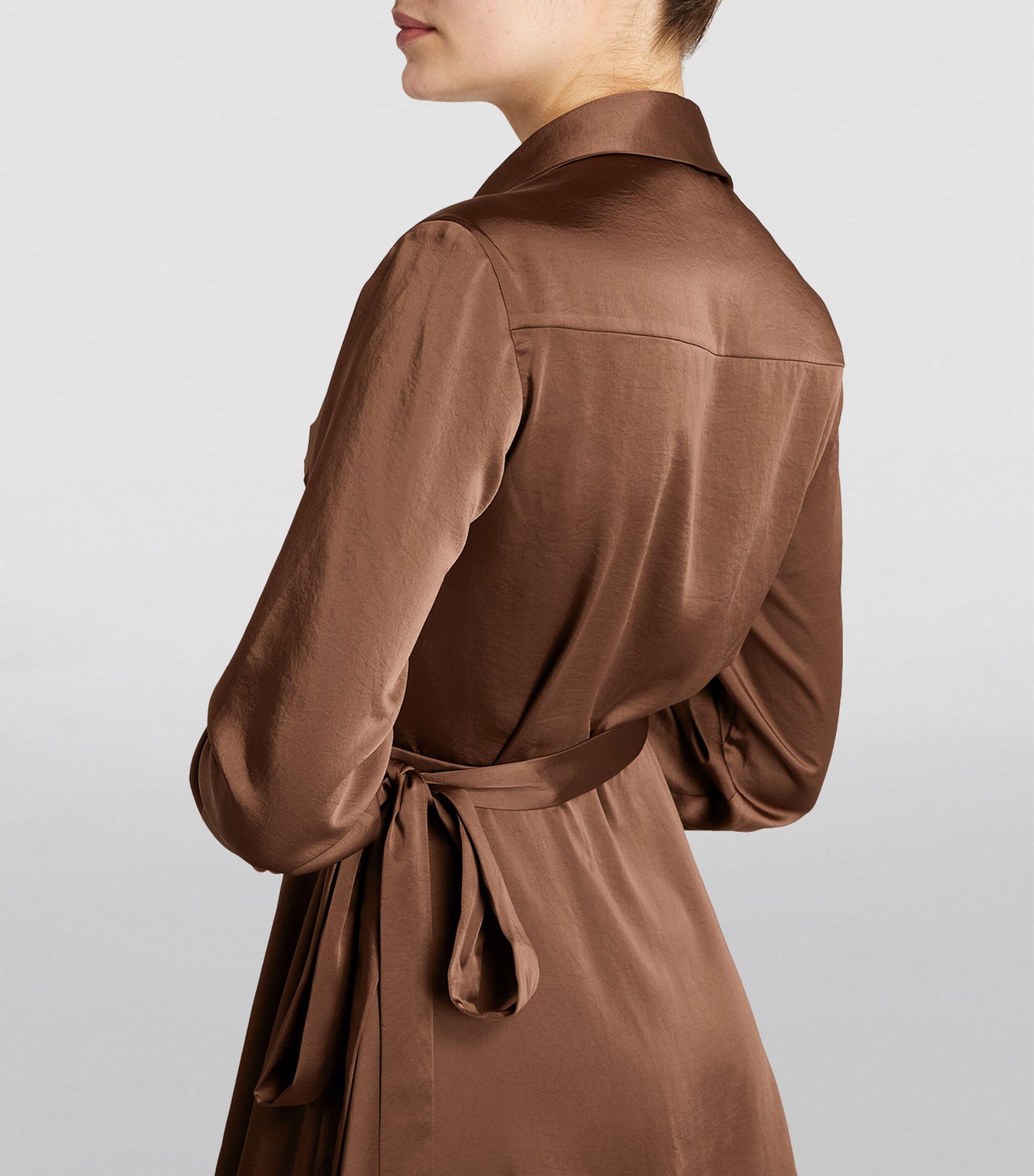 claudie pierlot brown dress Claudie Pierlot Flowy Midi Dress With Victorian Collar