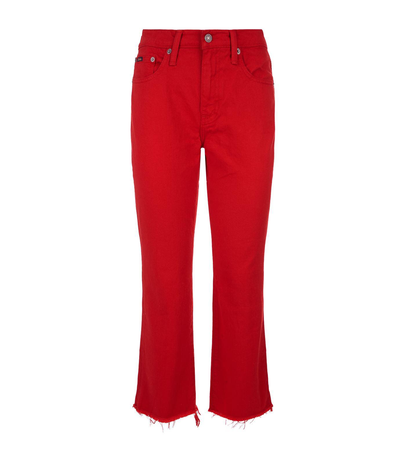 Polo Ralph Lauren Chrystie Kick-flare Crop Jeans in Red | Lyst