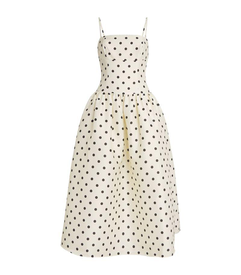 Self-Portrait Taffeta Polka-Dot Midi Dress in White Lyst
