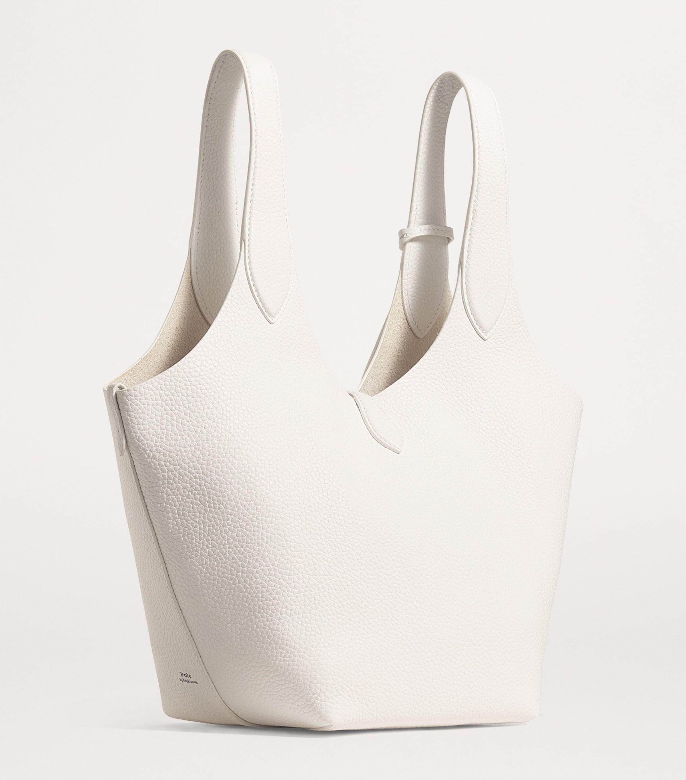 Polo Ralph Lauren Medium Leather Play Tote Bag in White | Lyst