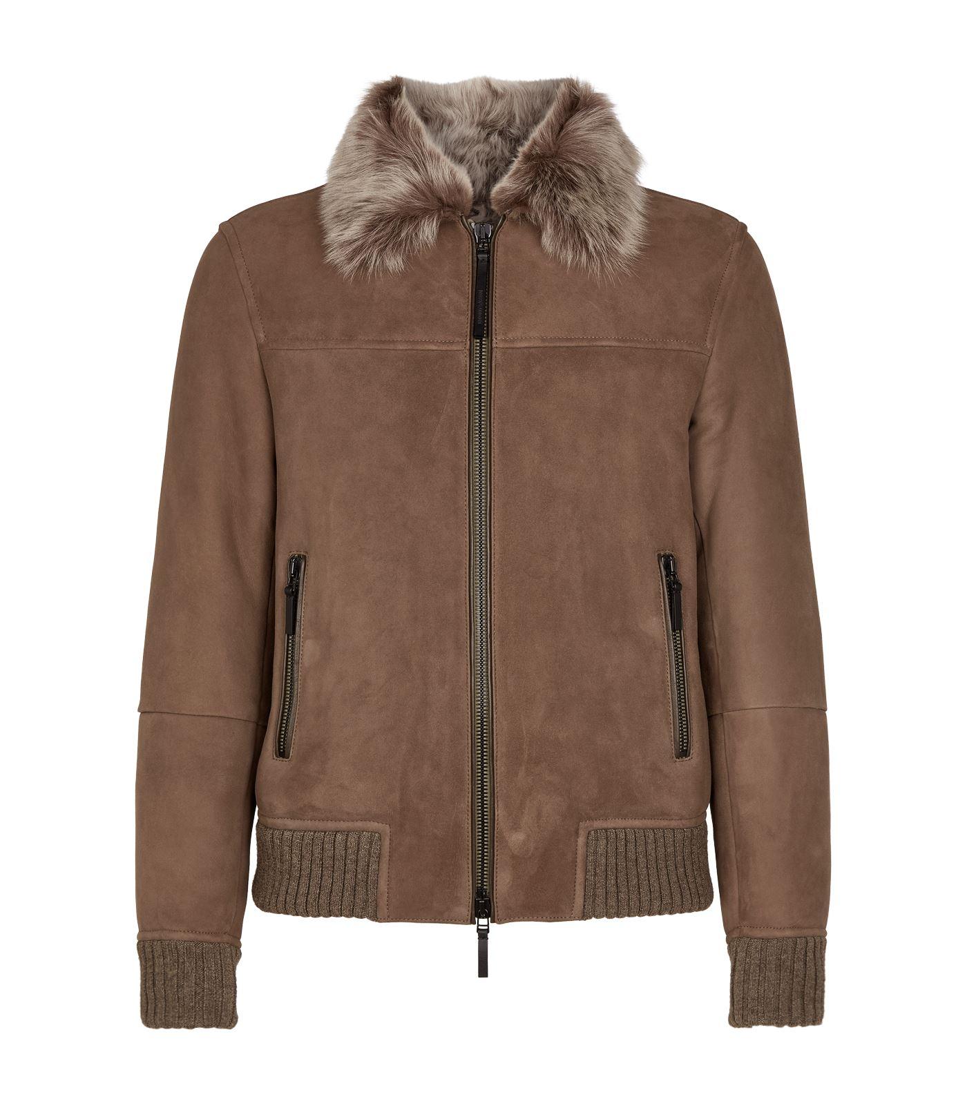 emporio armani brown suede jacket