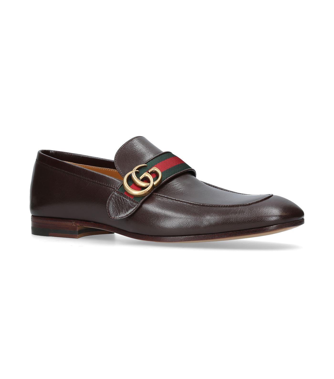 Gucci Brown GG Web Leather Loafers for Men - Save 6% - Lyst