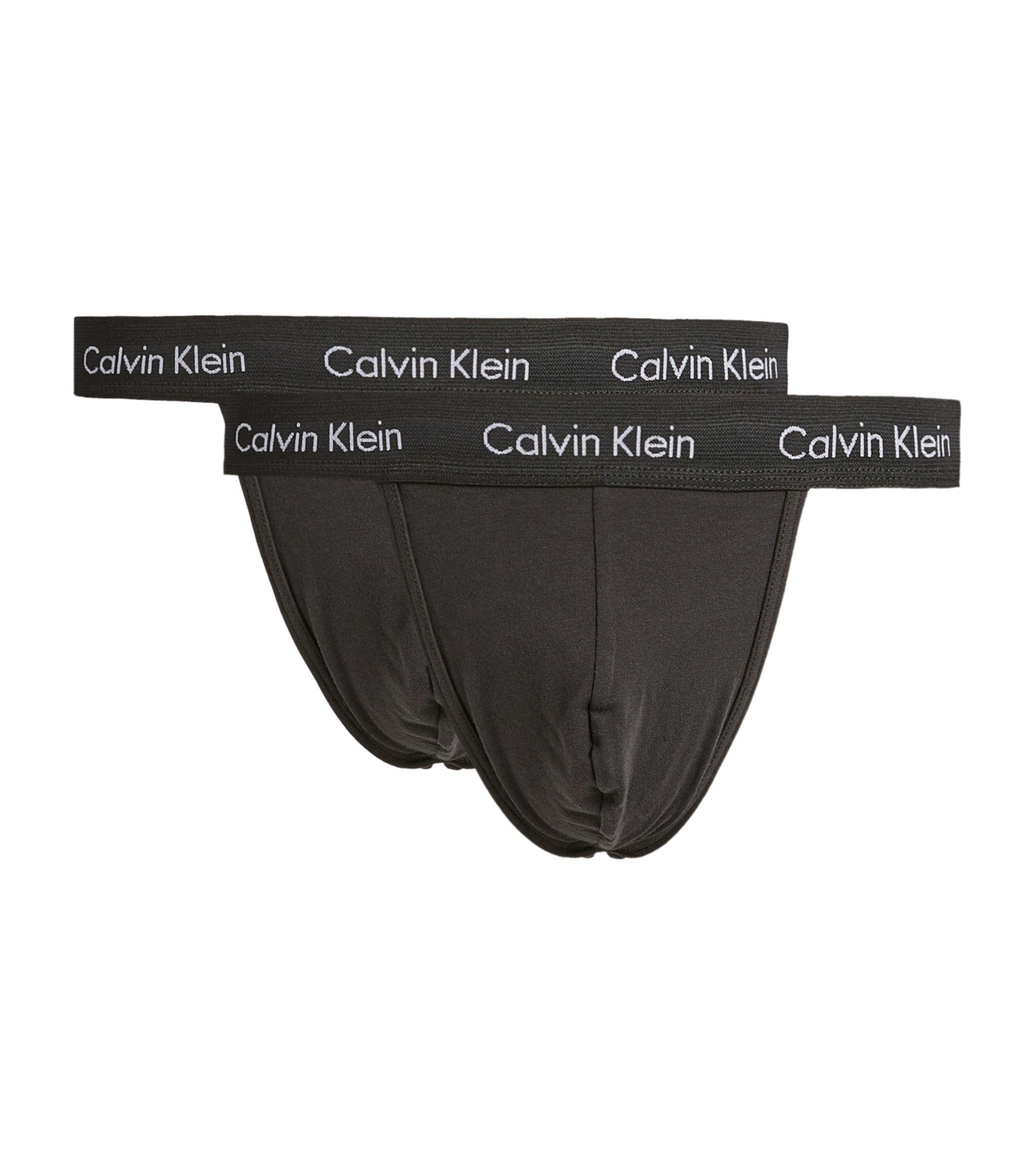 Calvin Klein Logo-embellished Stretch-cotton Jockstraps Pack Of Two in Black  for Men | Lyst