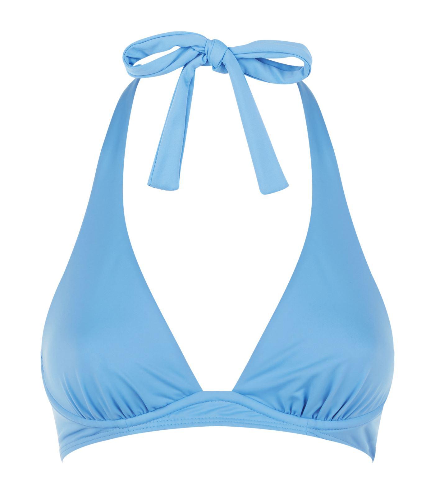 Max Mara Halterneck Bikini Top in Blue - Lyst