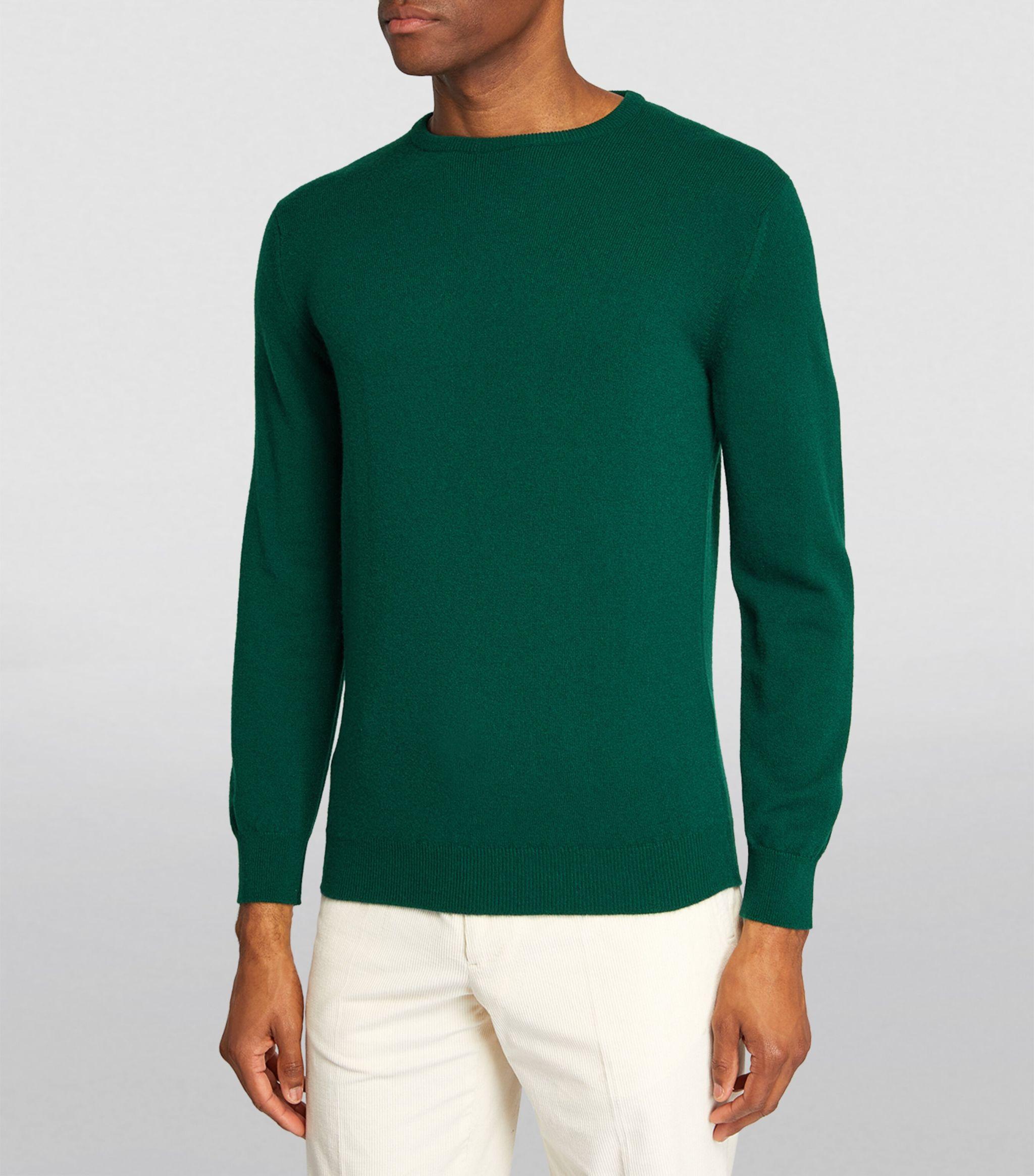 Harrods Cashmere Crew-neck Sweater in Green for Men | Lyst