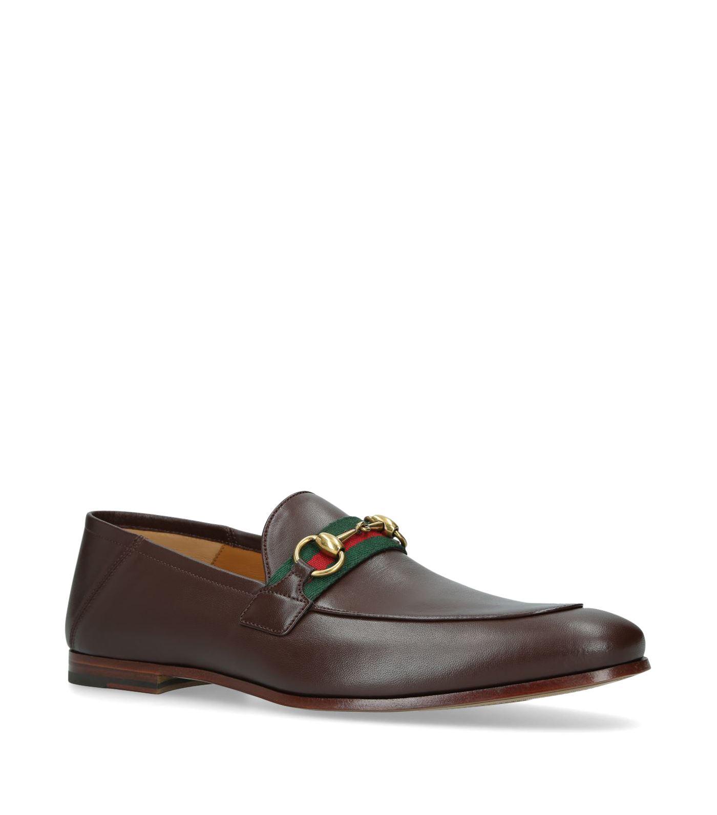 Gucci Leather Brixton Web Loafers in Brown for Men - Save 6% - Lyst