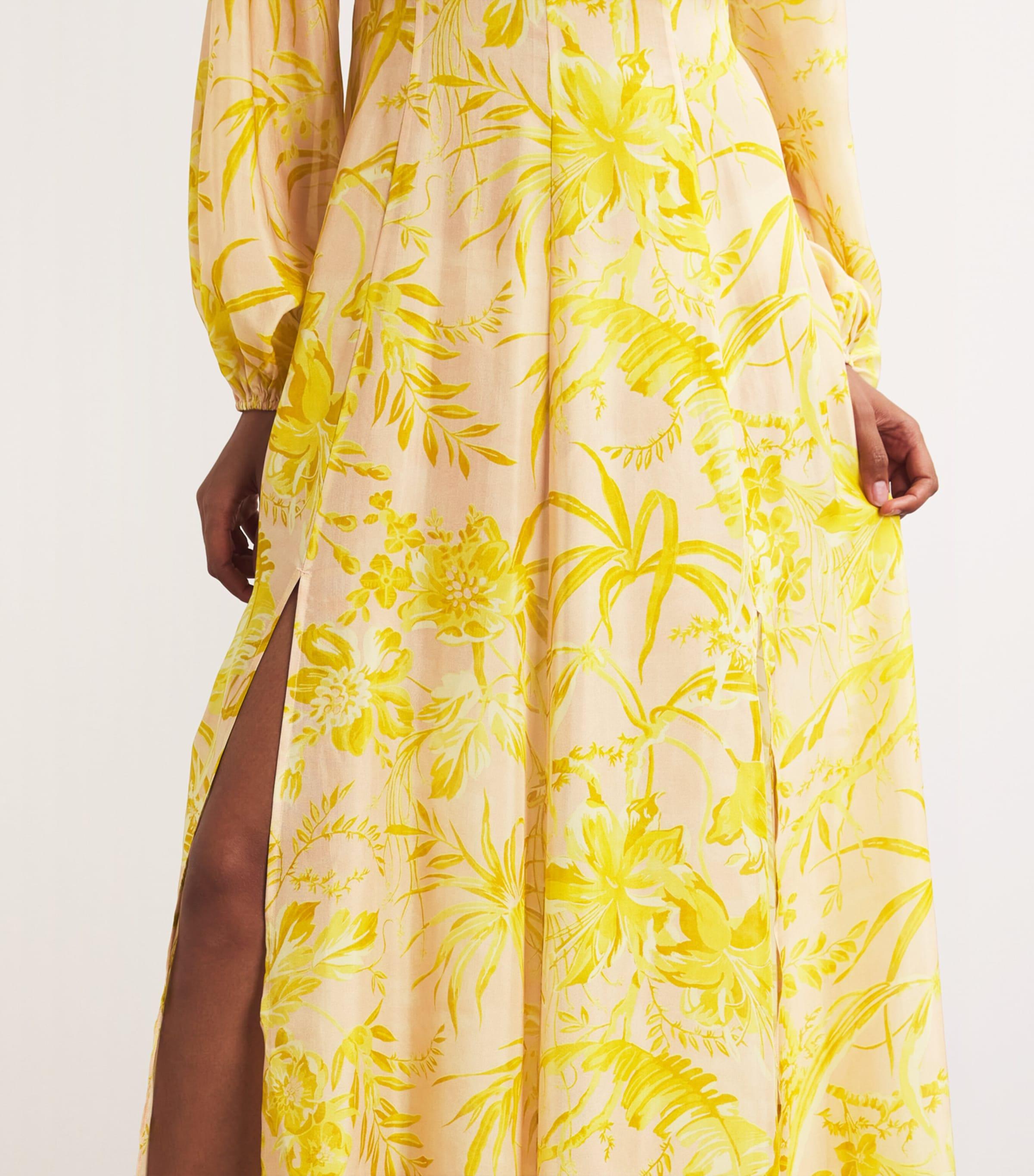 Zimmermann Silk Floral Maxi Dress in Yellow | Lyst Zimmermann Silk Floral Maxi Dress in Yellow | Lyst