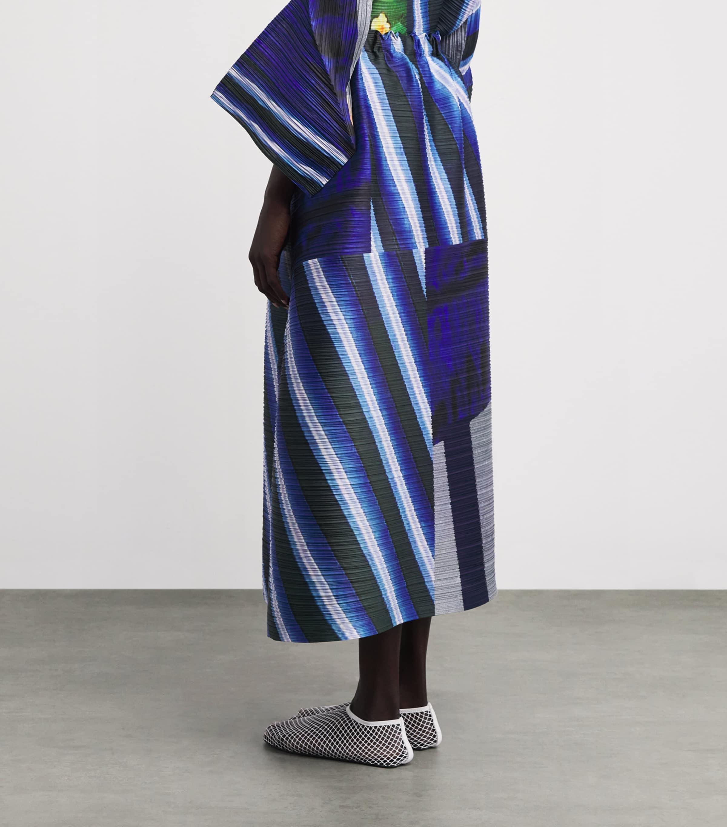 Pleats Please Issey Miyake City Collage Midi Skirt in Blue | Lyst