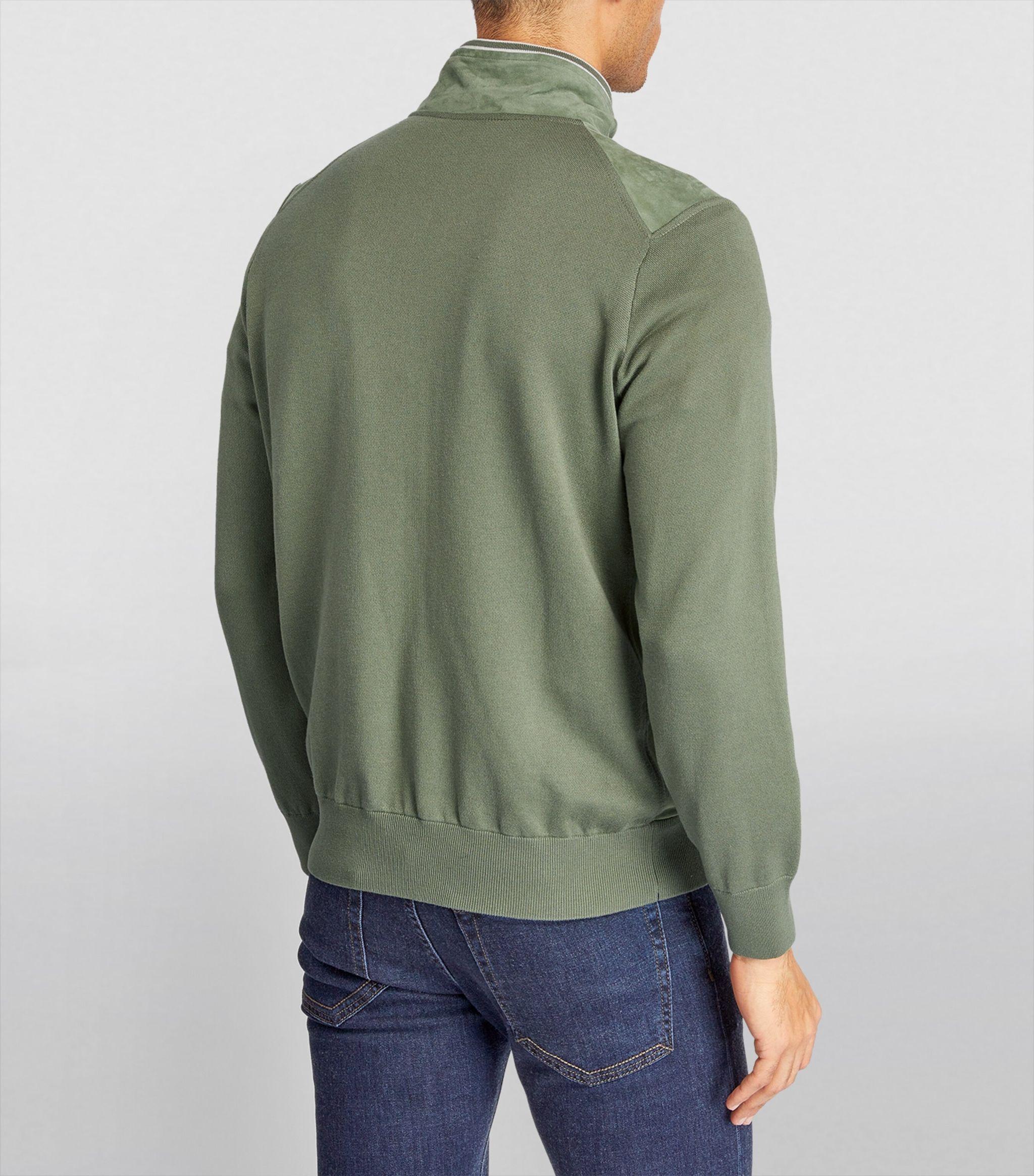 FIORONI CASHMERE Suede-cashmere-blend Bomber Jacket in Green for Men | Lyst