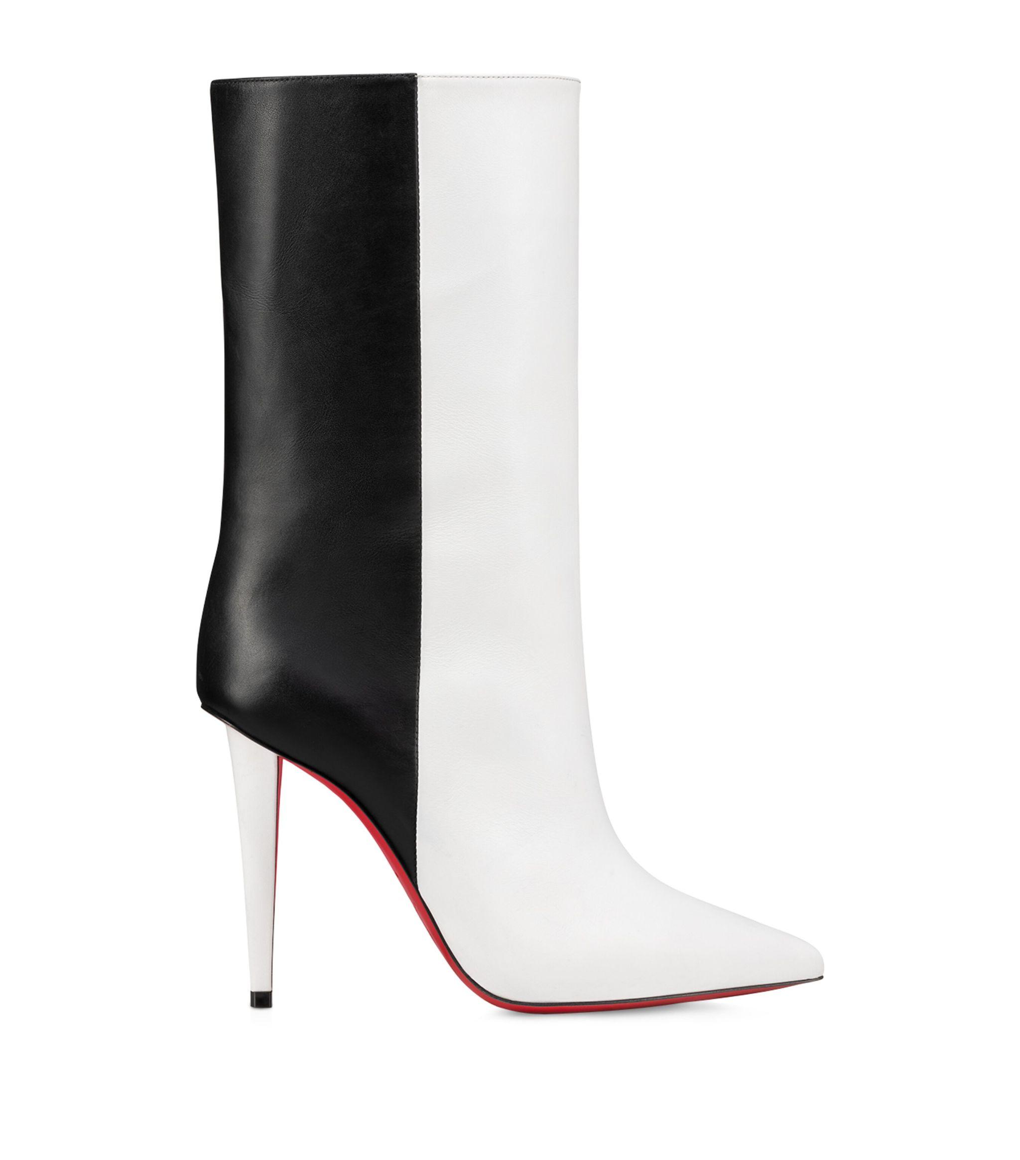 Christian Louboutin Black Leather Heeled Ankle Boots Booties 37