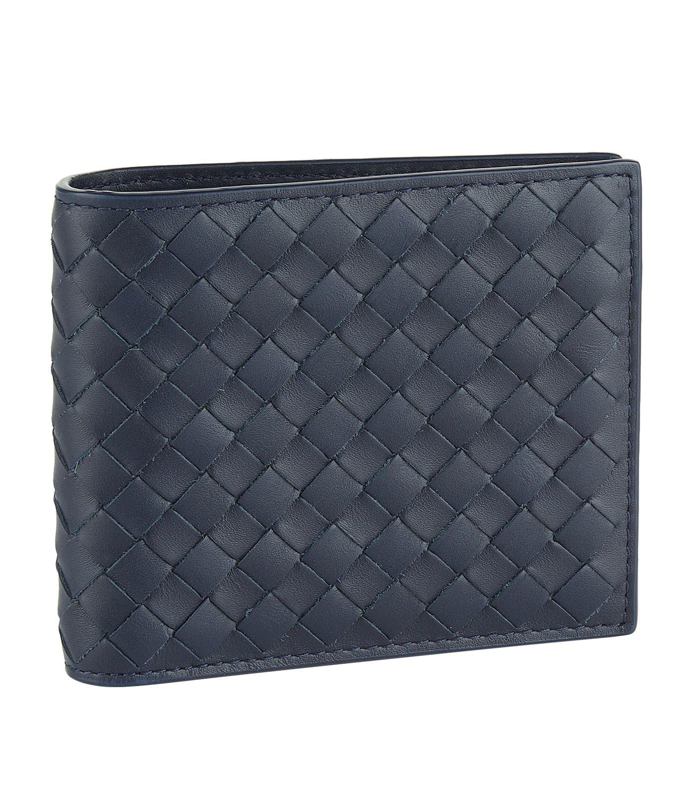 Bottega Veneta Intecciato Weave Leather Bifold Wallet in Blue for Men