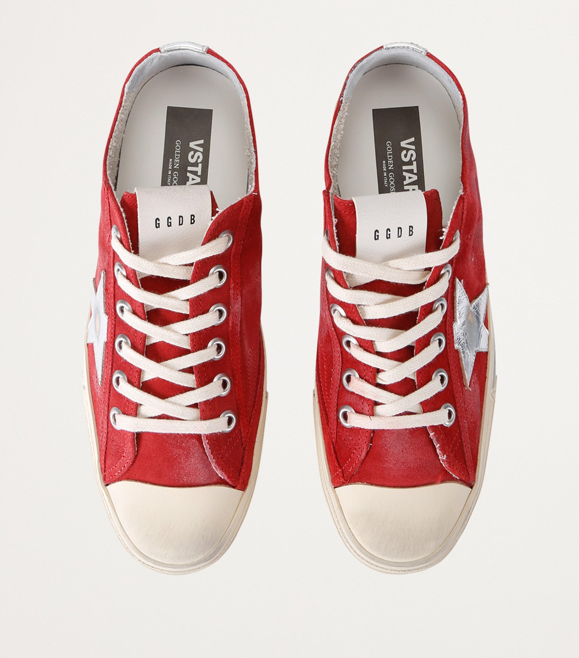 Golden Goose Suede V Star 2 Sneakers in Red for Men Lyst UK