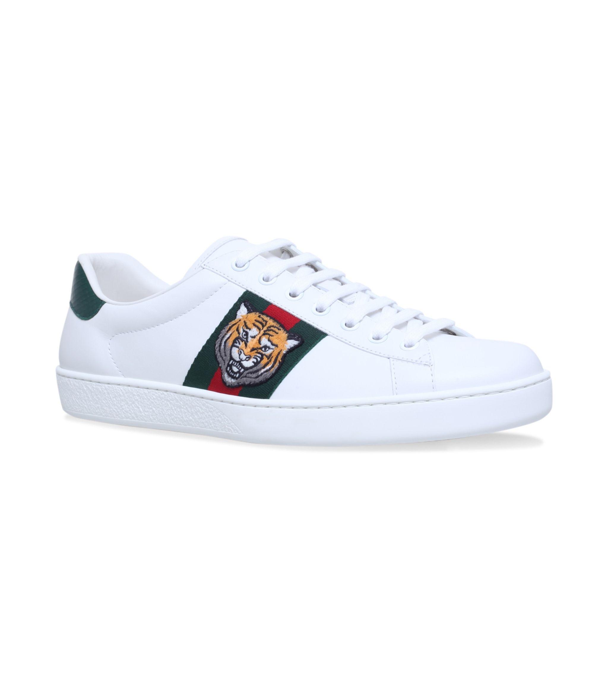 Gucci Leather Tiger Ace Sneakers in Blue for Men - Lyst
