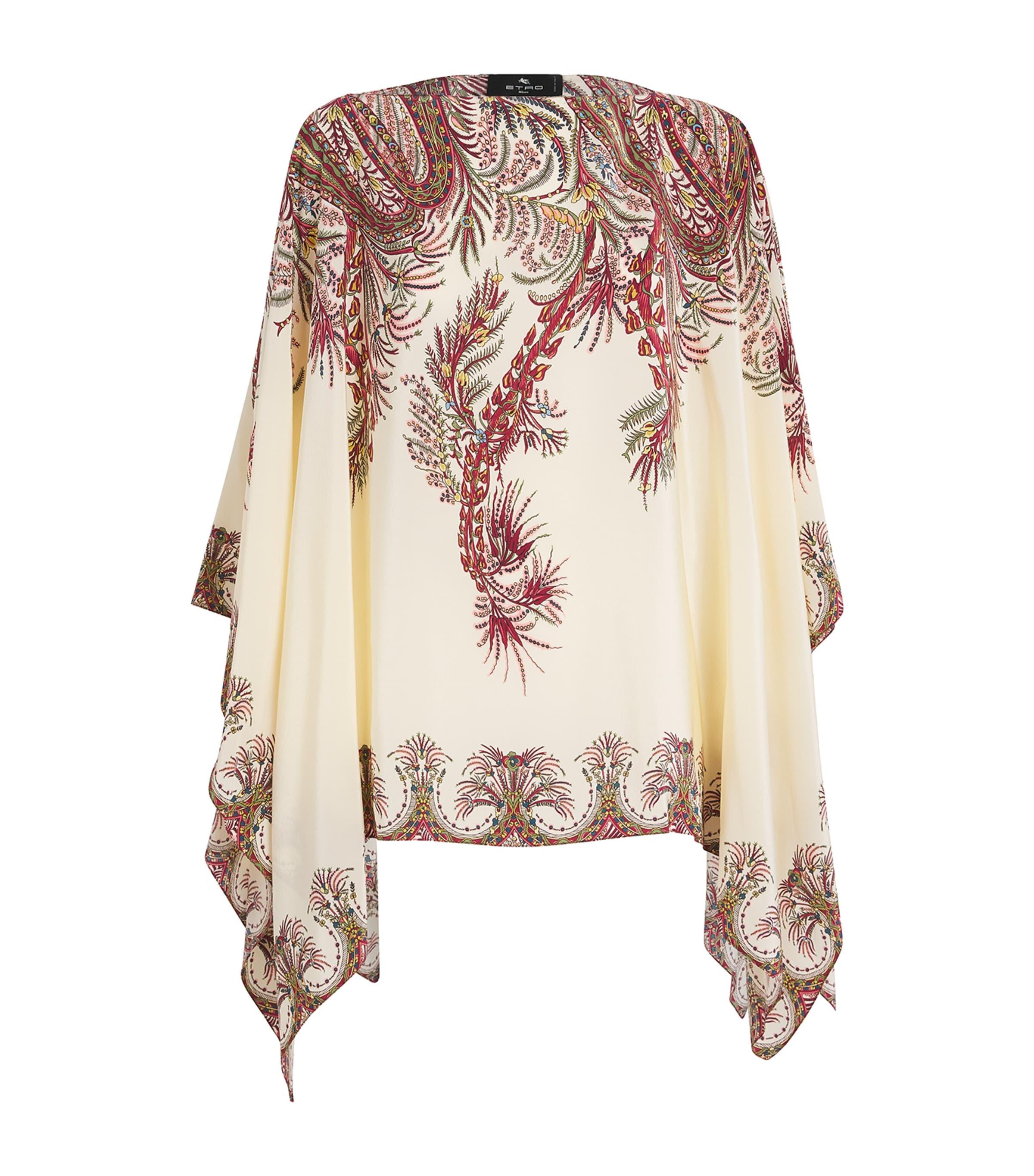 ポンチョ・ケープ Etro Cream Silk Poncho With Floral Paisley Print Etro Cream Silk Poncho With Floral Paisley Print Neutrals | Cape