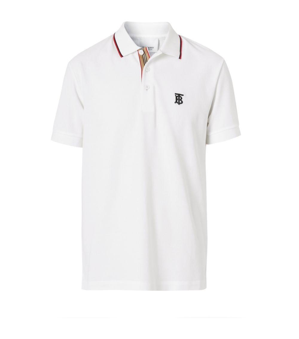 Burberry Cotton Tb Monogram Polo Shirt in White for Men - Lyst