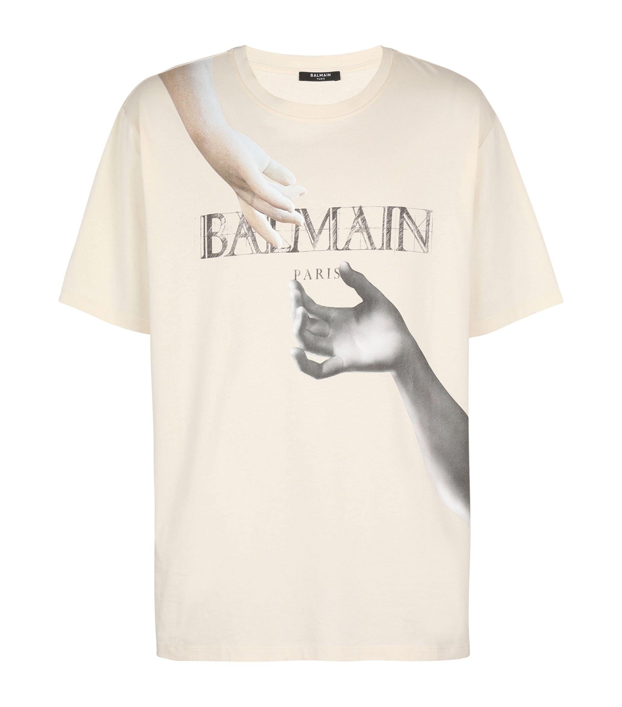 Balmain Status Print T-shirt in Natural for Men | Lyst Canada