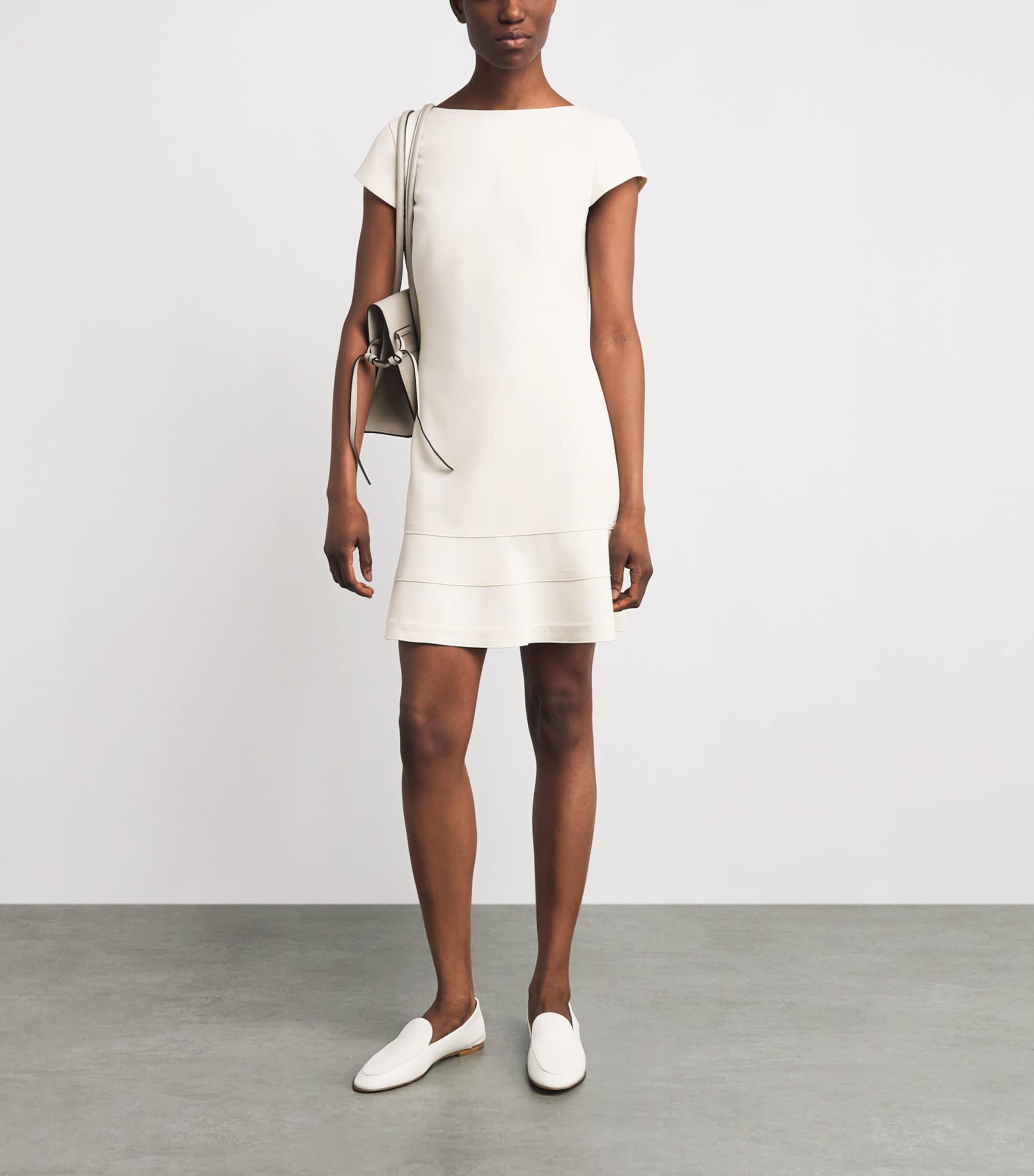 embroidered shift dress in admiral crepe Ivory Embroidered Midi Dress - All Dresses