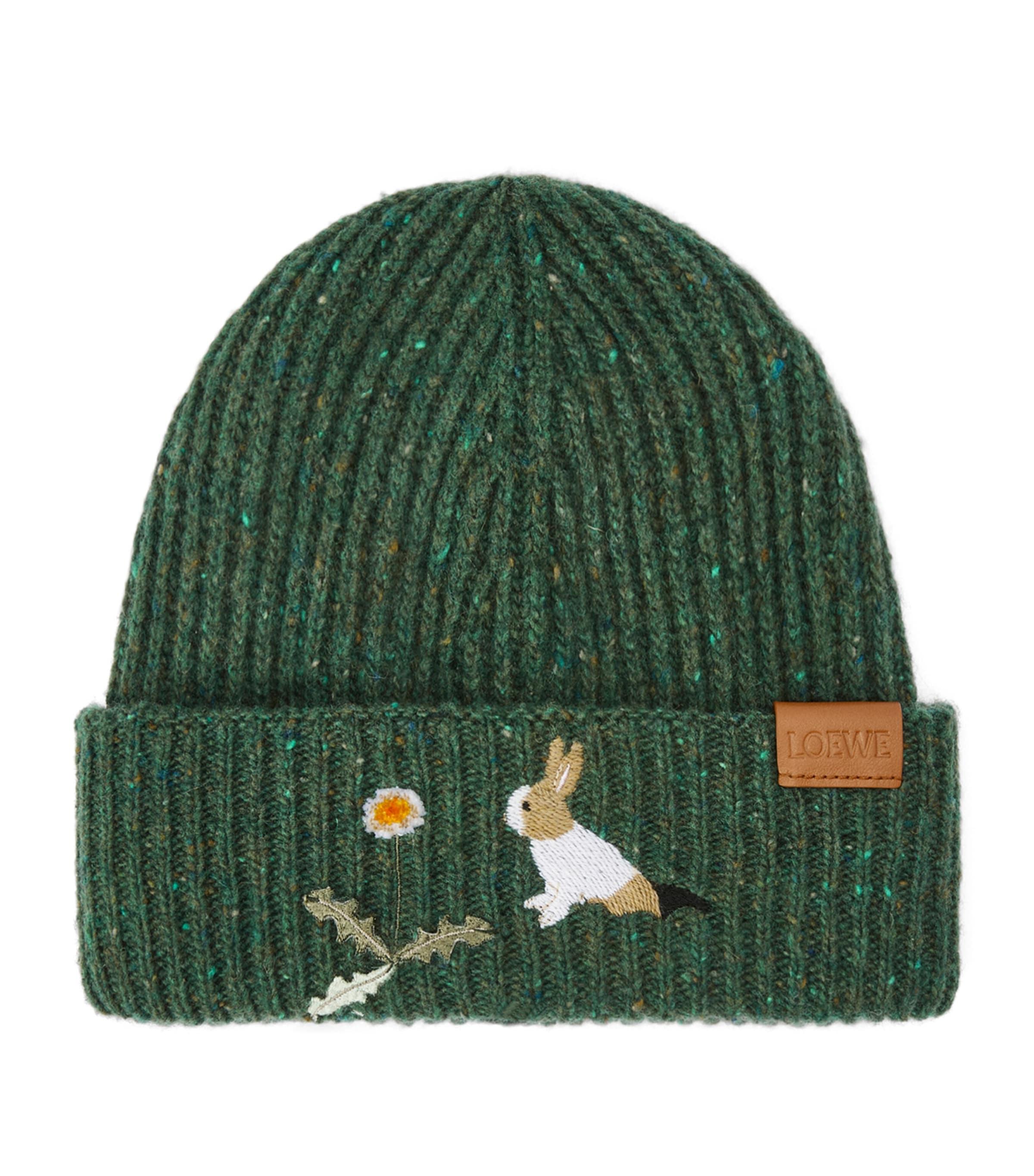 【LOEWE×Suna Fujita】うさぎ ビーニー（ウール）レザータブ LOEWE x Suna Fujita Wool-Blend Bunny Beanie | Harrods US