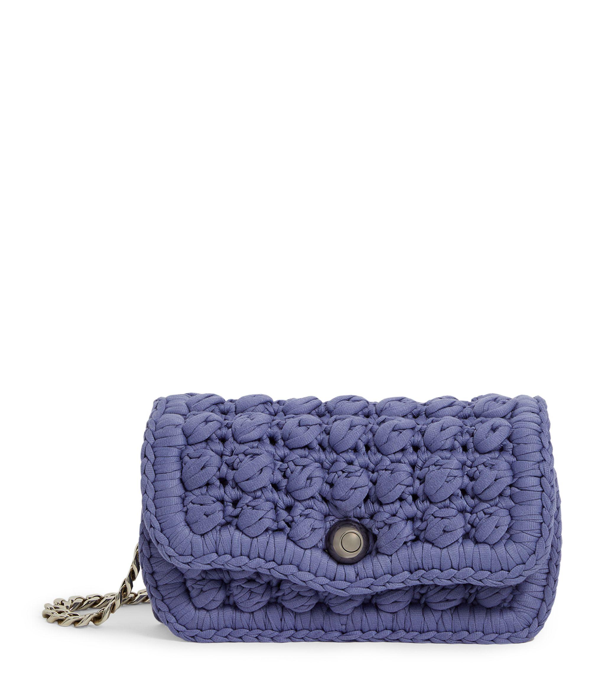 Bottega Veneta Cotton Crochet Chain Shoulder Bag in Purple - Lyst