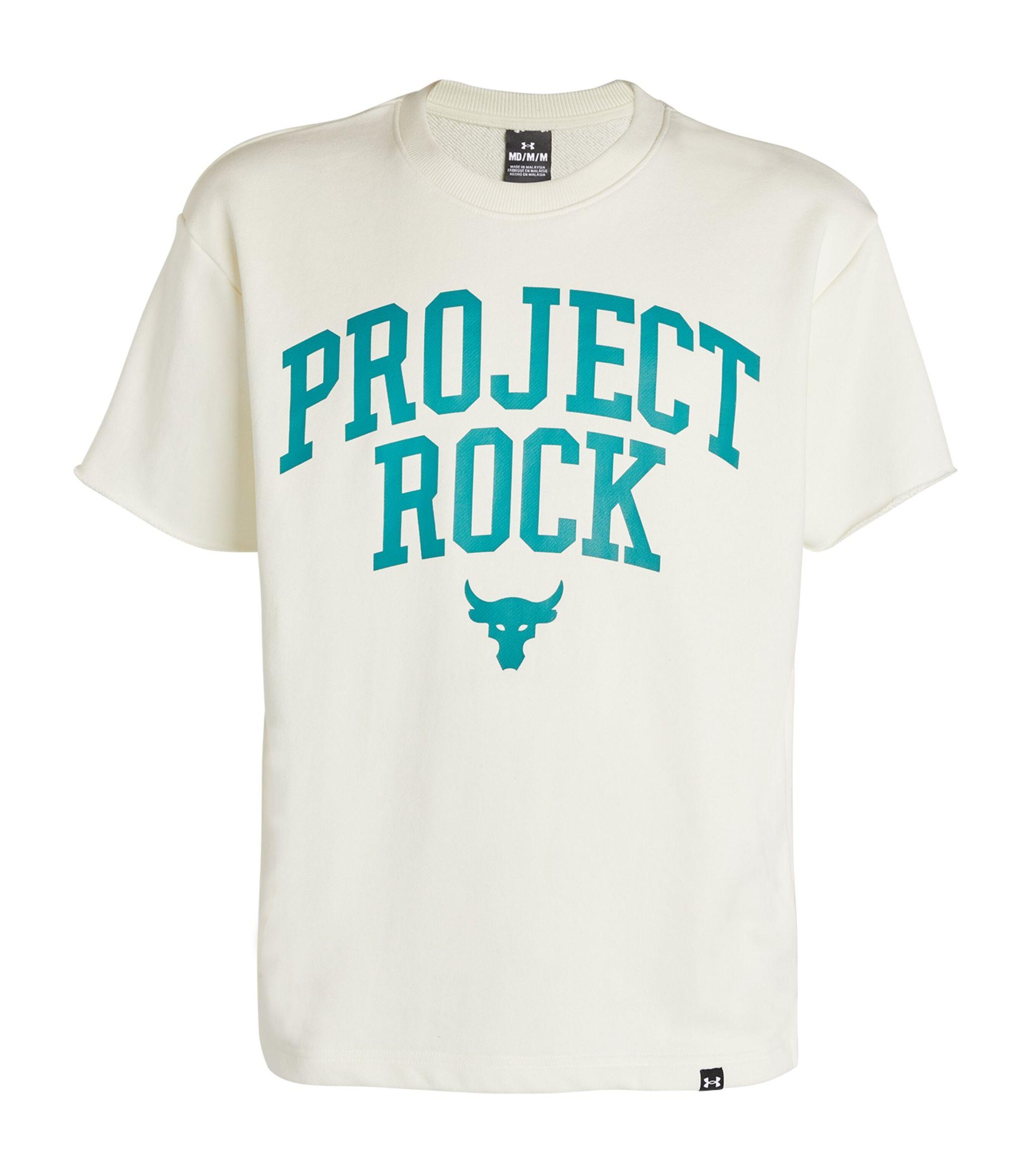 Under Armour Project Rock Terry T-shirt in White for Men | Lyst