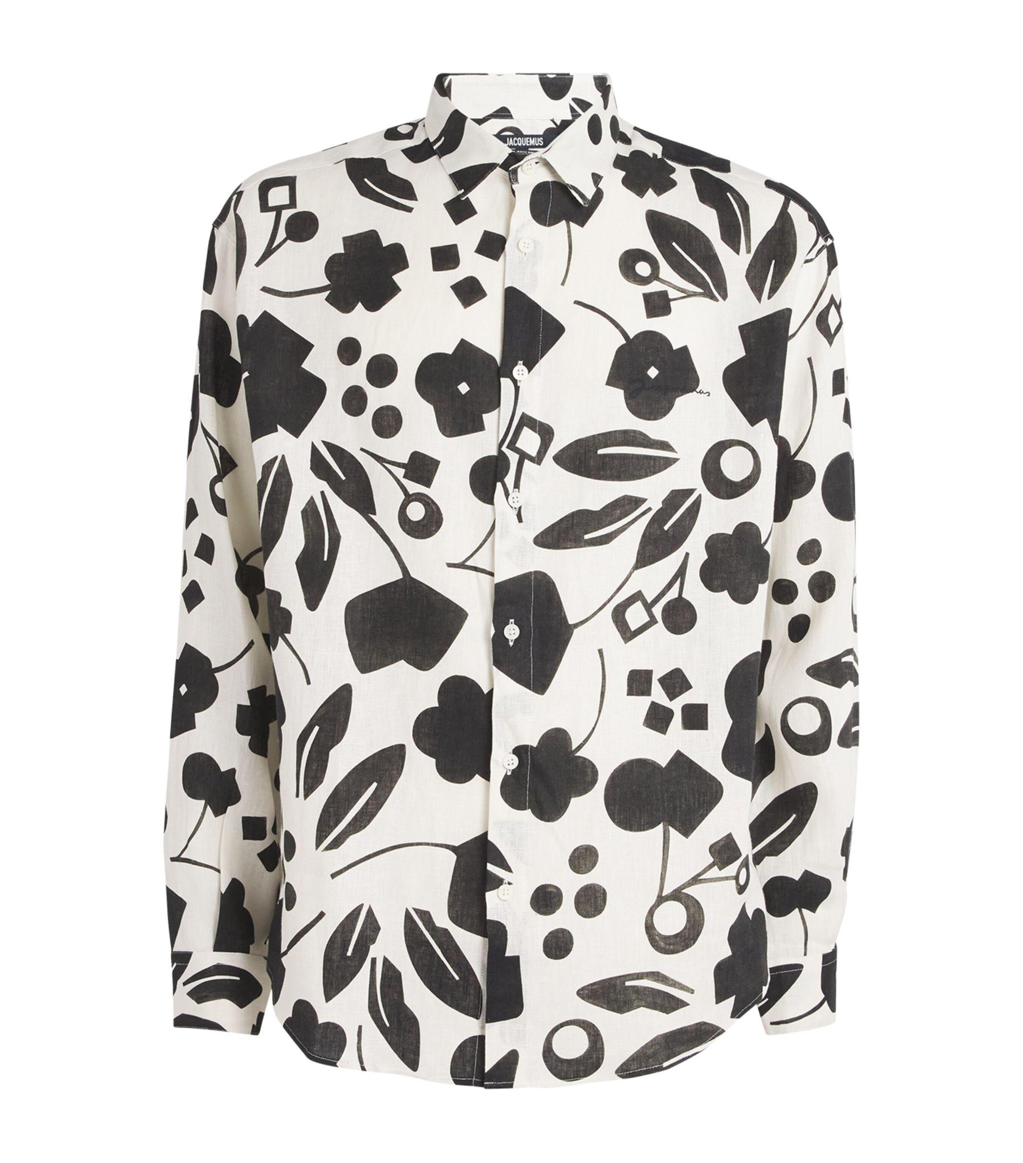 Jacquemus Floral Print Embroidered Shirt in White for Men Lyst