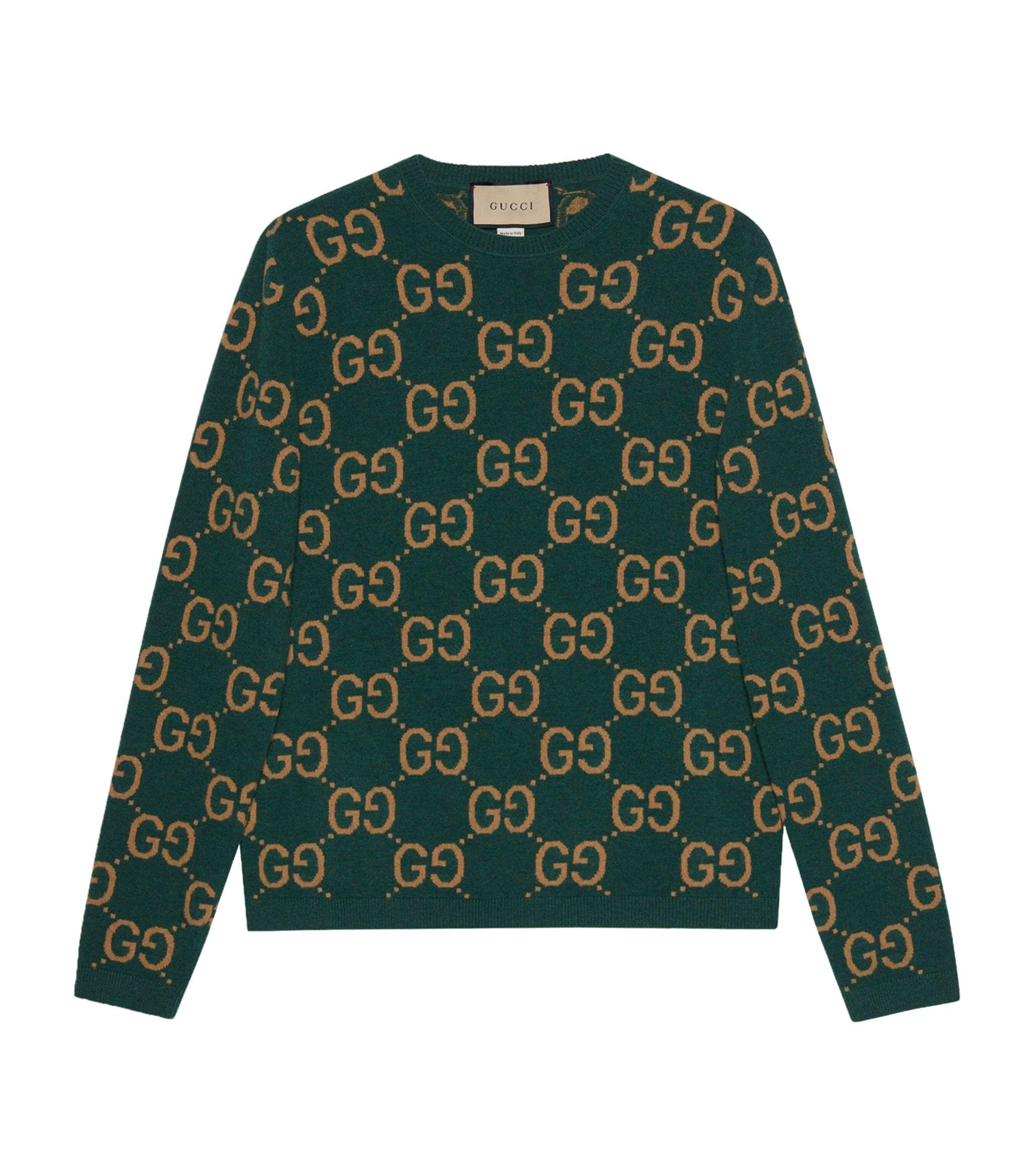 Gucci jacquard-logo wool jumper - Green